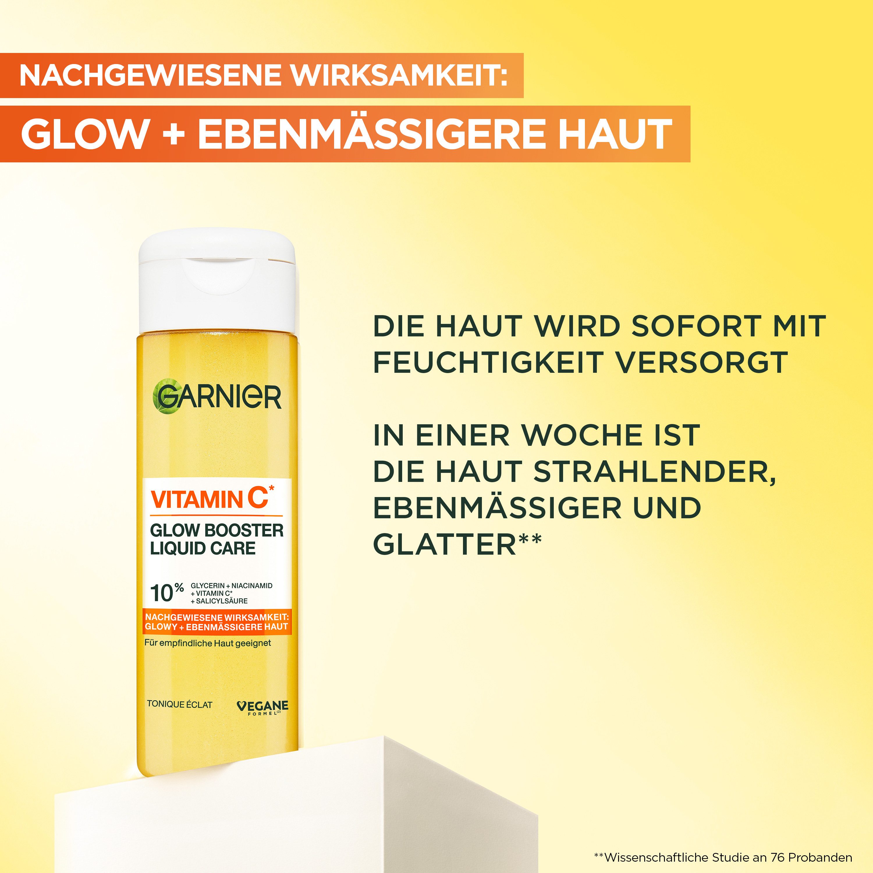 GARNIER Gesichtsfluid VITAMIN C GLOW BOOSTER LIQUID CARE, Spendet Feuchtigkeit und sorgt für ebenmäßigeren Teint.