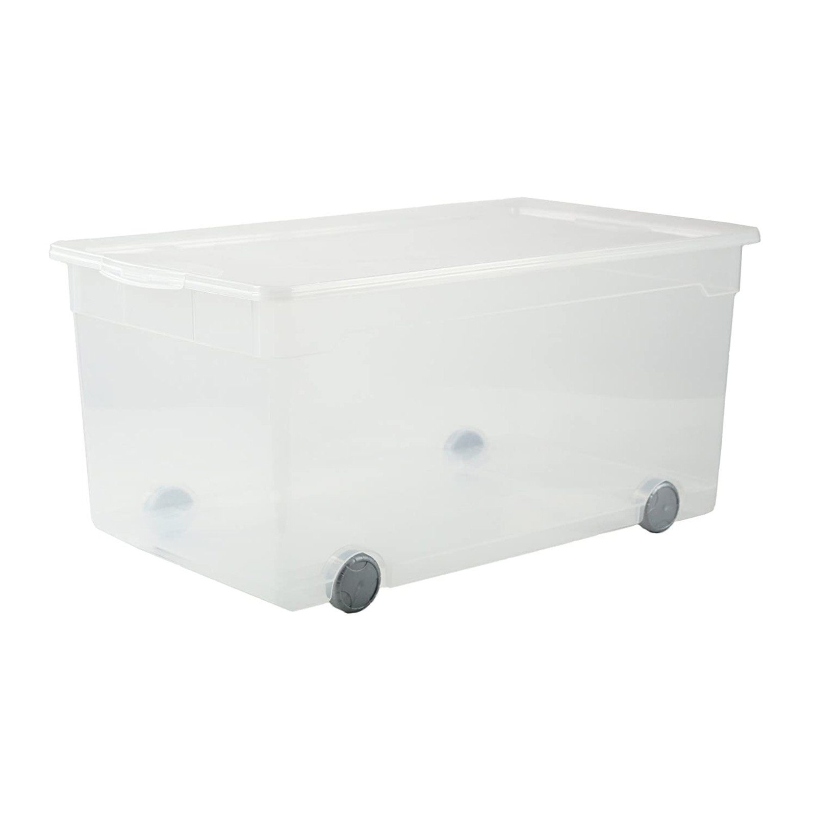 ROTHO Aufbewahrungsbox Clear Aufbewahrungsbox 63l mit Deckel und Rollen,  Kunststoff (PP) BPA-frei