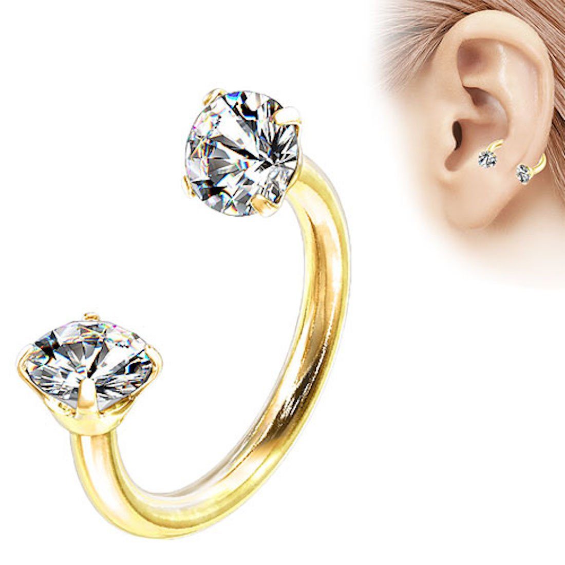 Taffstyle Piercing-Set Lippen Nasen Hufeisen Kristall günstig online kaufen