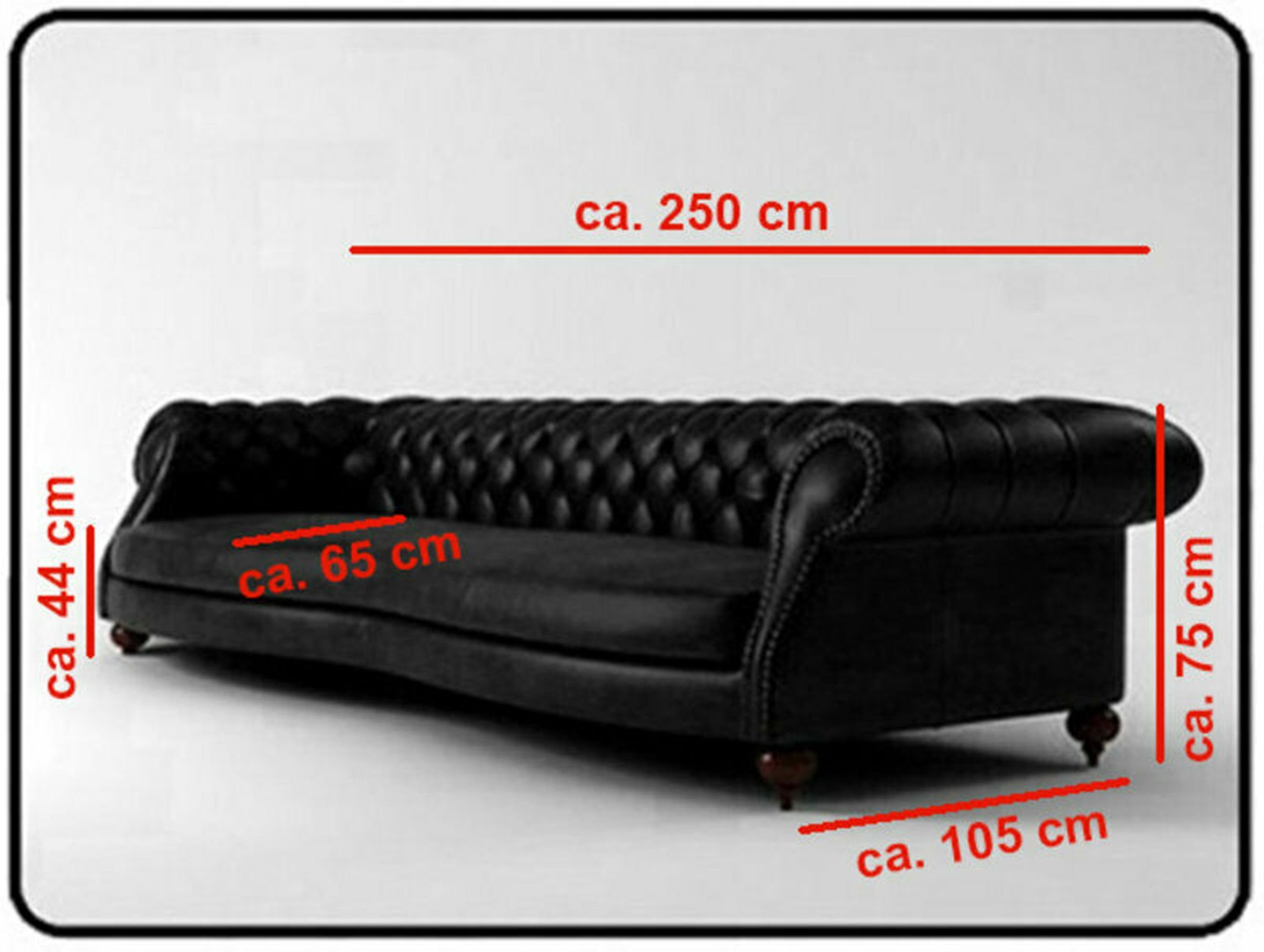 2,50/3,0 BIG JVmoebel DESIGN SOFA LEDERSOFA CHESTERFIELD VINTAGE m Chesterfield-Sofa XXL