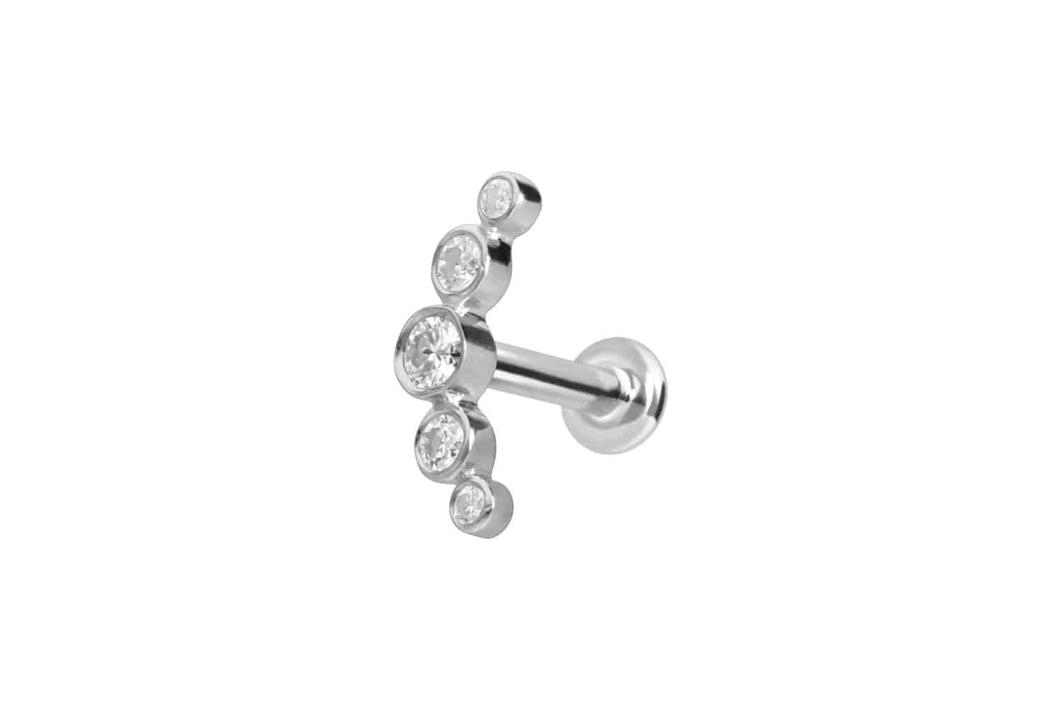 Piercing-Set 14 Karat Gold Labret mit Push Fit MOISSANIT-BOGEN