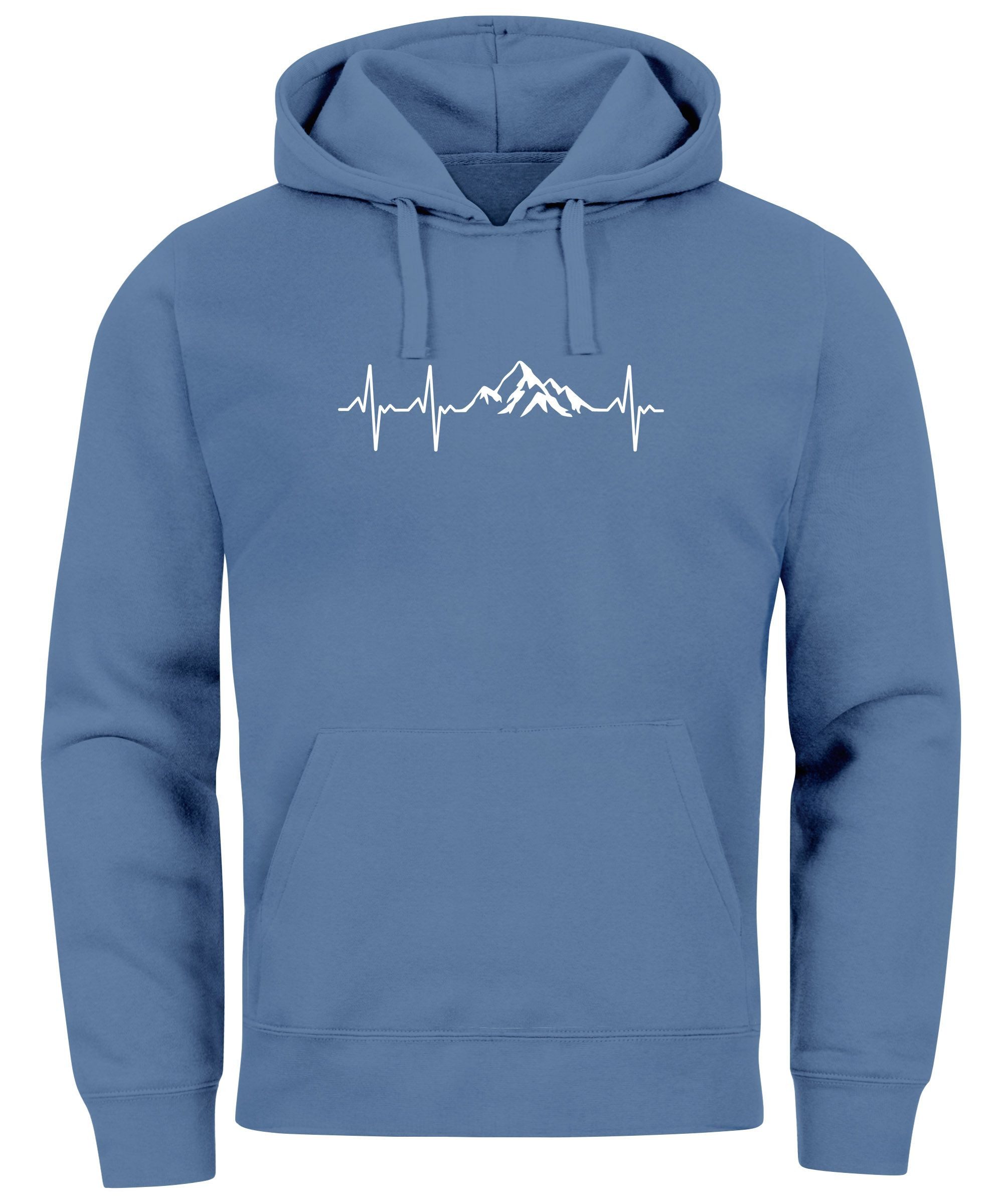 Hoodie Hoodie Herren Print Wandern Berge Herzschlag Outdoor Aufdruck Motiv