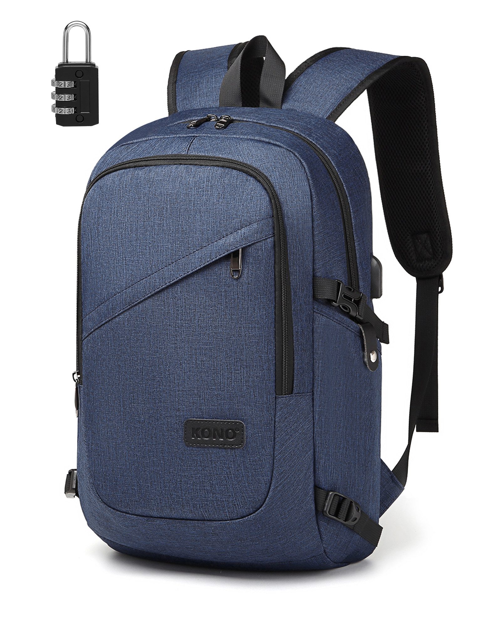 KONO Laptoprucksack, XL Laptop-Rucksack (50x30x14cm) + kleines Zahlenschloss