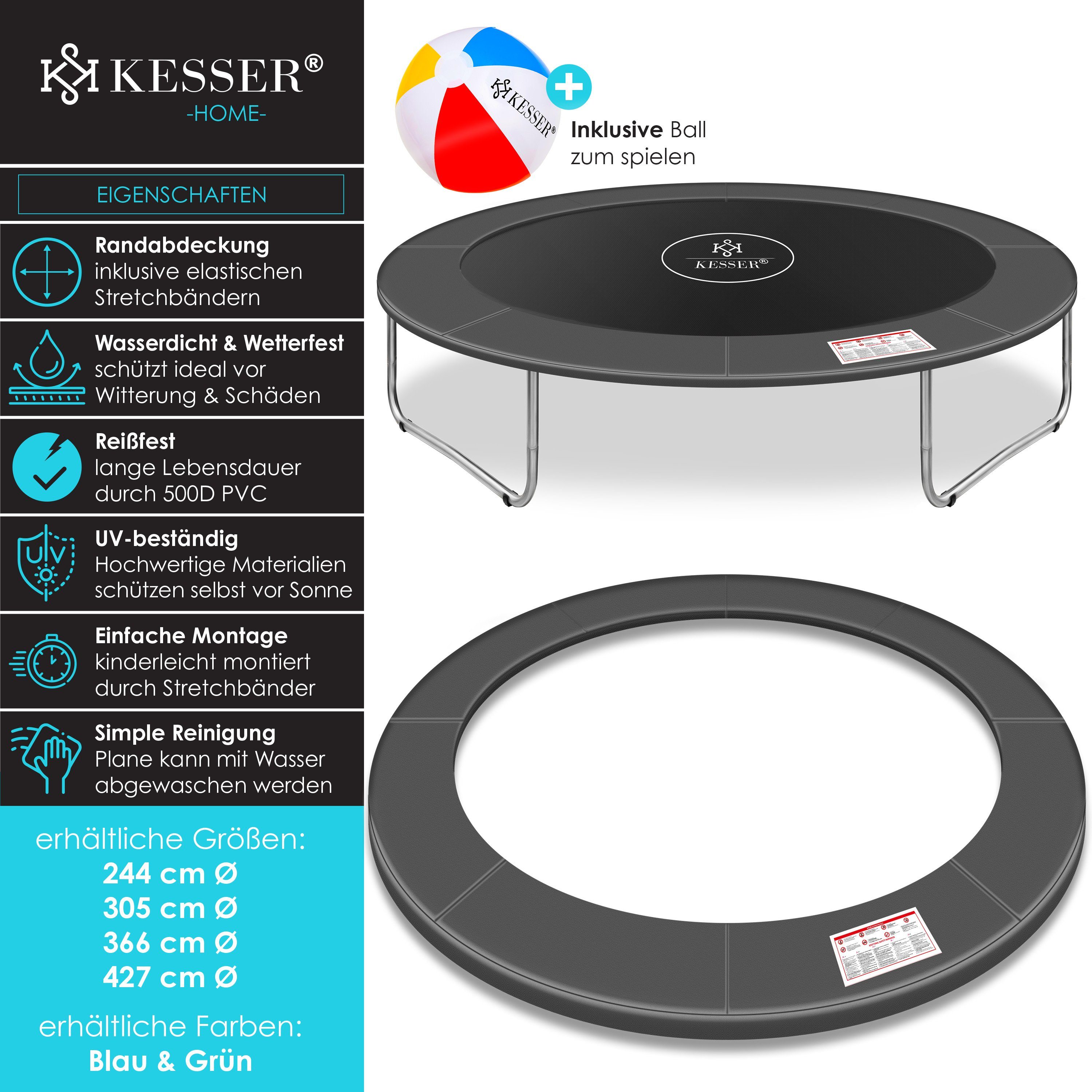 KESSER Gartentrampolin, Trampolin Randabdeckung 244 305 366 426 cm 30cm