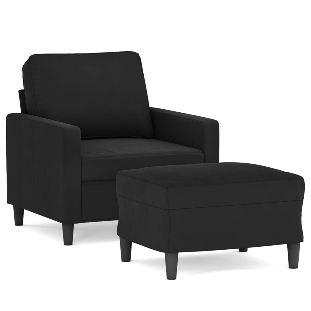 vidaXL Sofa Sessel mit Hocker Schwarz günstig online kaufen