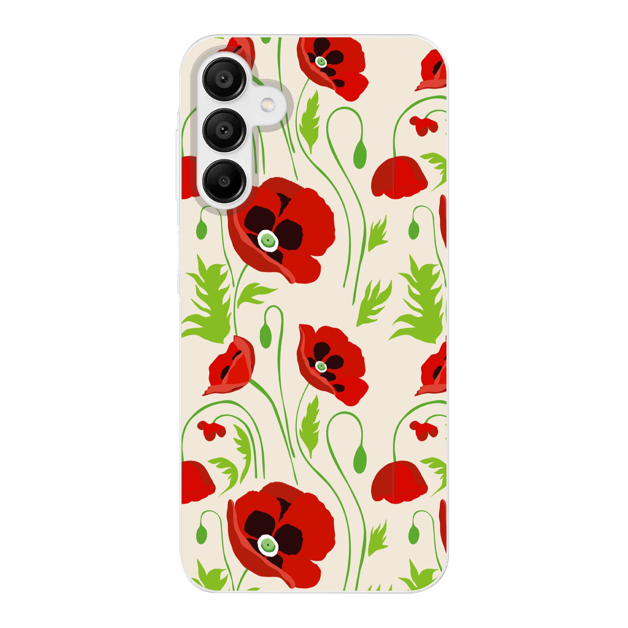 MuchoWow Handyhülle für Samsung Galaxy A15 Blumen - Mohn - Muster, Smartphone-Bumper, Print, Handy Schutzhülle Dünn