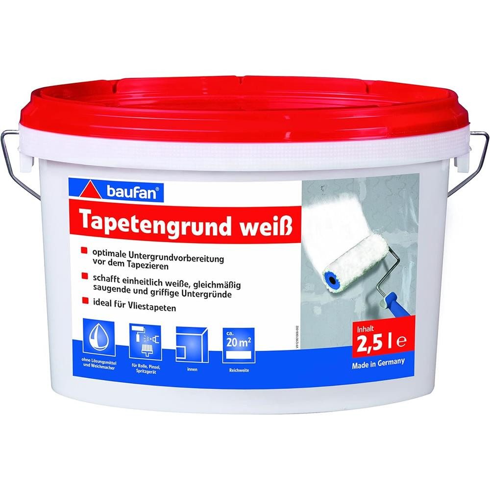 baufan® Wandgrundierung Tapetengrund weiss Tapetengrundierung Grundierung, Für Wand- und Deckenflächen im Innenbereich