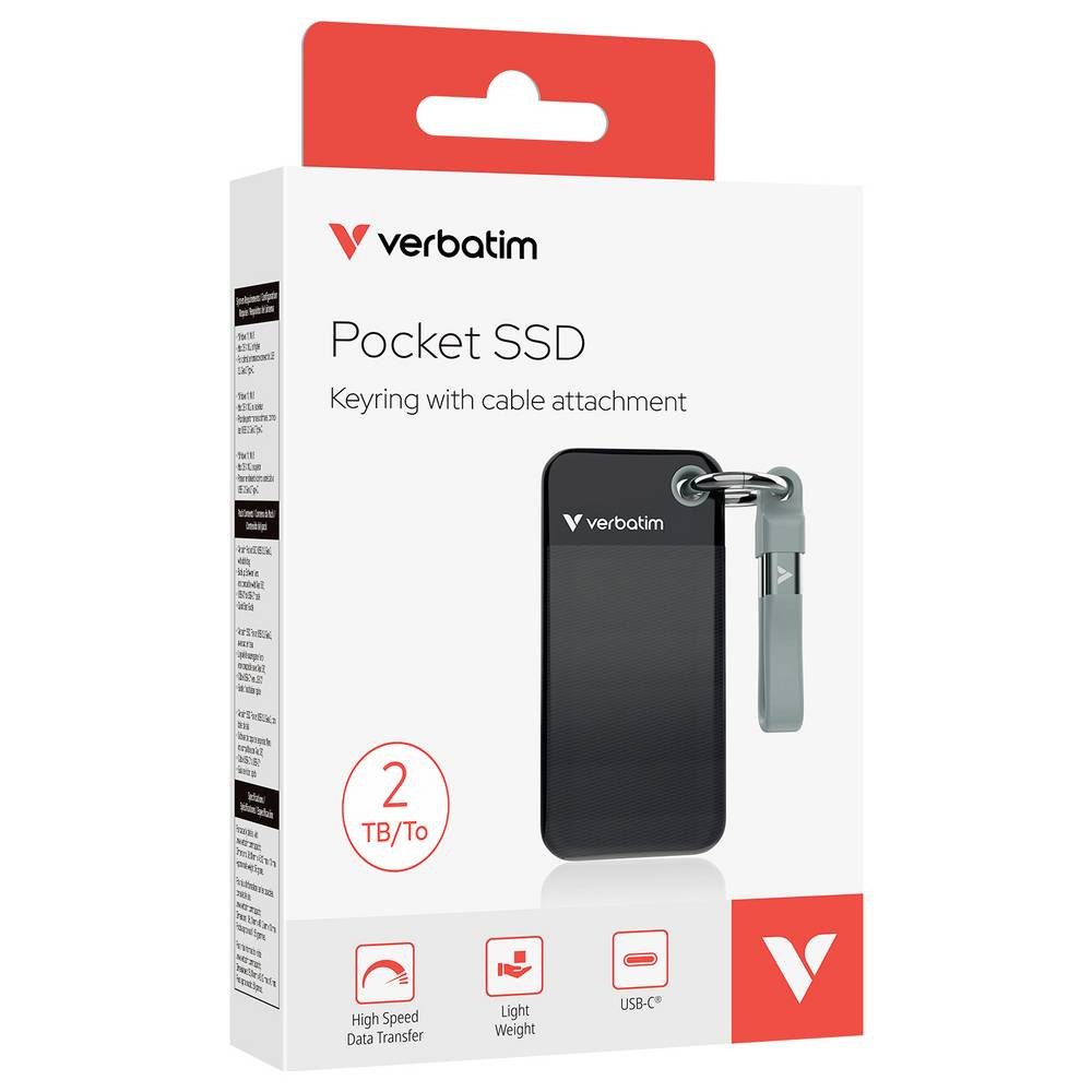 Verbatim SSD + Schlüsselanhänger mit Kabelbefestigung, 2 TB 32194 externe SSD (2 TB)