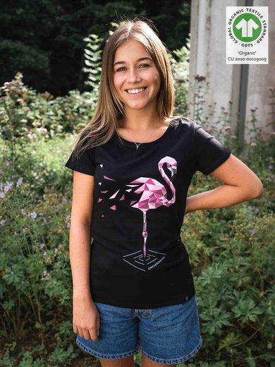 CircleStances T-Shirt »Flamingo Print T-Shirt (Bio)« (1-tlg) Transparente Lieferkette, GOTS-Zertifiziert