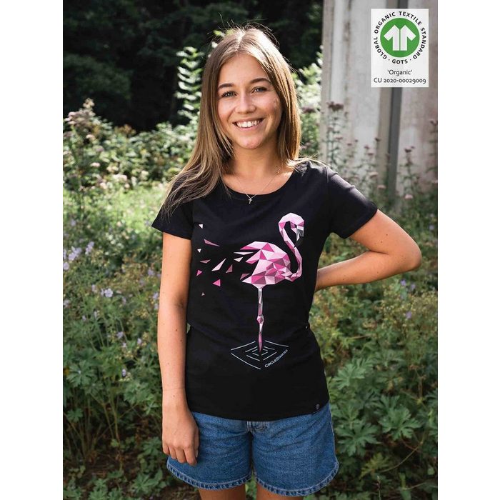 CircleStances T-Shirt Flamingo Print T-Shirt (Bio) (1-tlg) Transparente Lieferkette GOTS-Zertifiziert