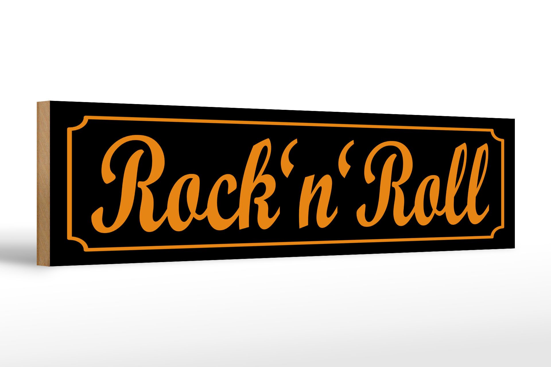 Holzbild Spruch 46x10 cm Rock´n´Roll schwarzes