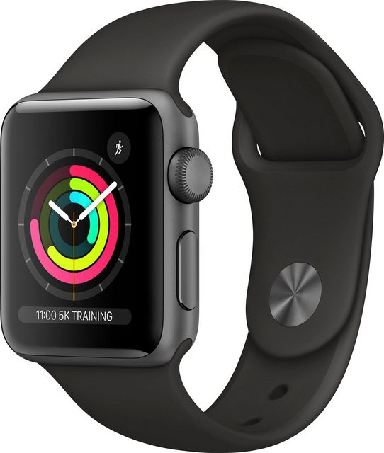 Apple Series 3 GPS, Aluminiumgehäuse mit Sportarmband 38mm Watch (Watch OS 5), inkl. Ladestation (magnetisches Ladekabel)