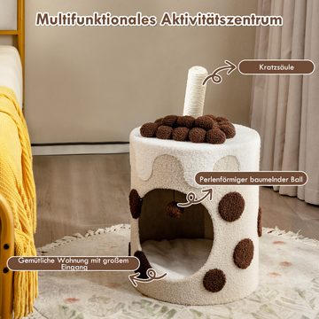 KOMFOTTEU Katzentoilette, Multifunktionale Katzenhöhle mit waschbaren Kissen Sisalpfosten