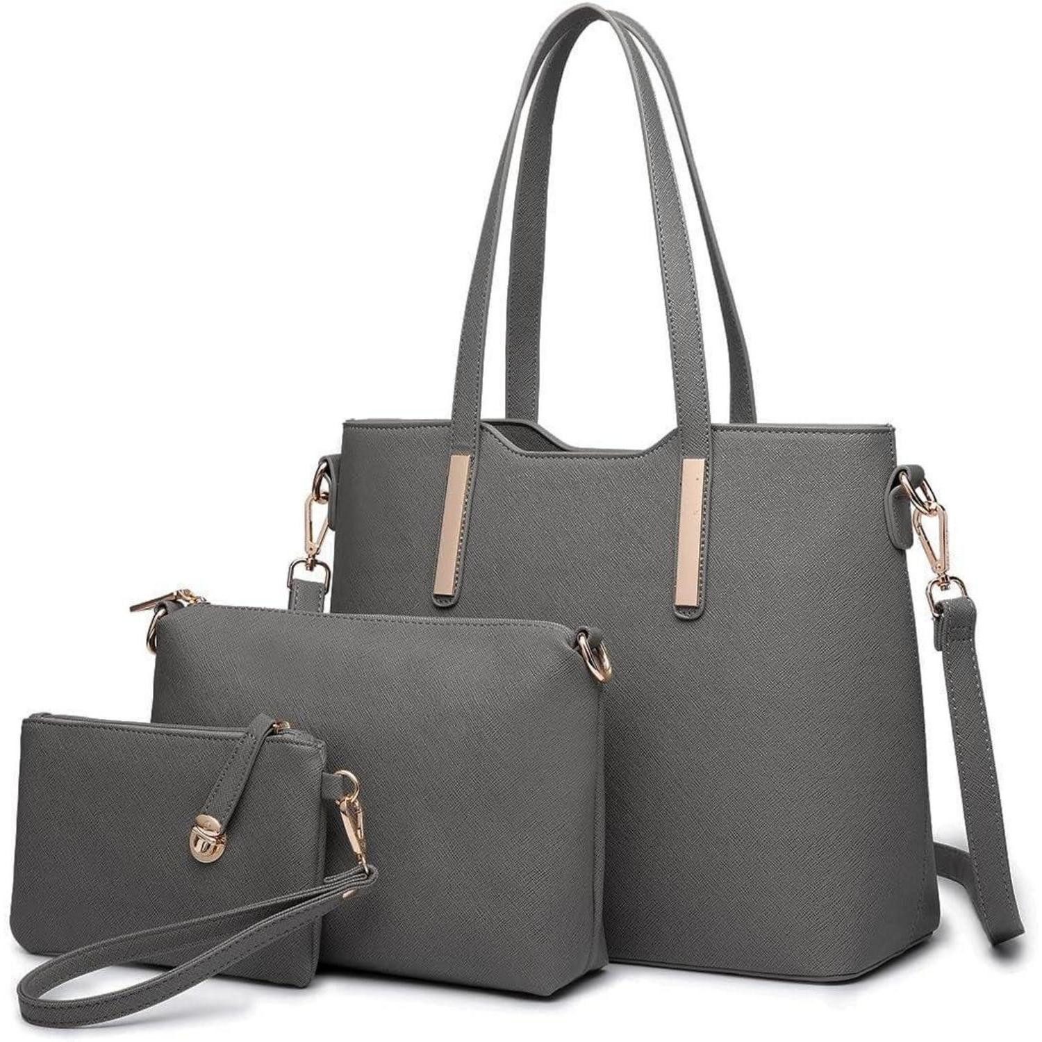 Handtasche Damen Handtasche Set Shopper Schultertasche PU Leder 3-teilig