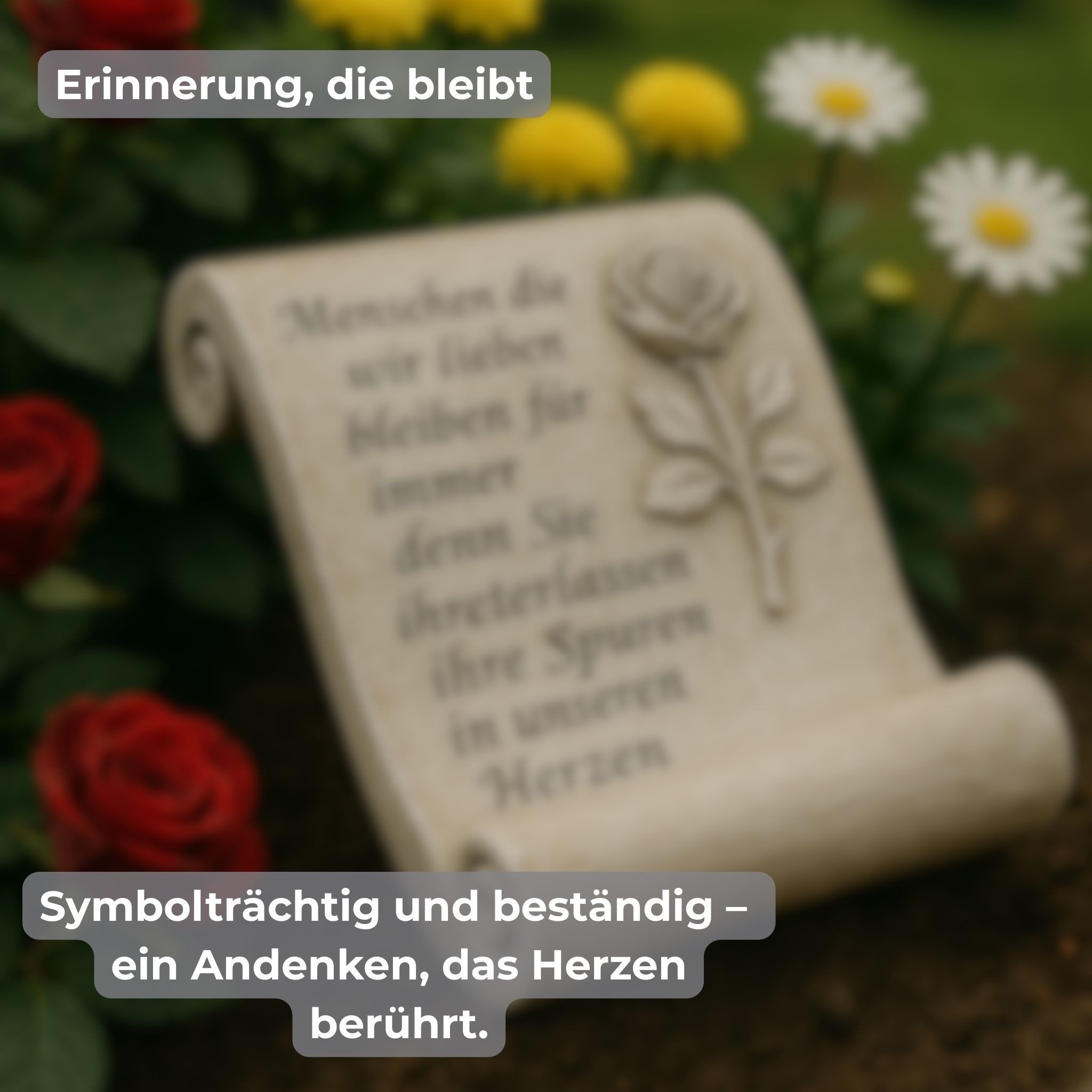 matches21 HOME & HOBBY Dekofigur Grabschmuck Schriftrolle mit Spruch und Rose (1 St), Wetterfeste Trauer Grab-Deko für Friedhof, Allerheiligen – Bild 5 von 5