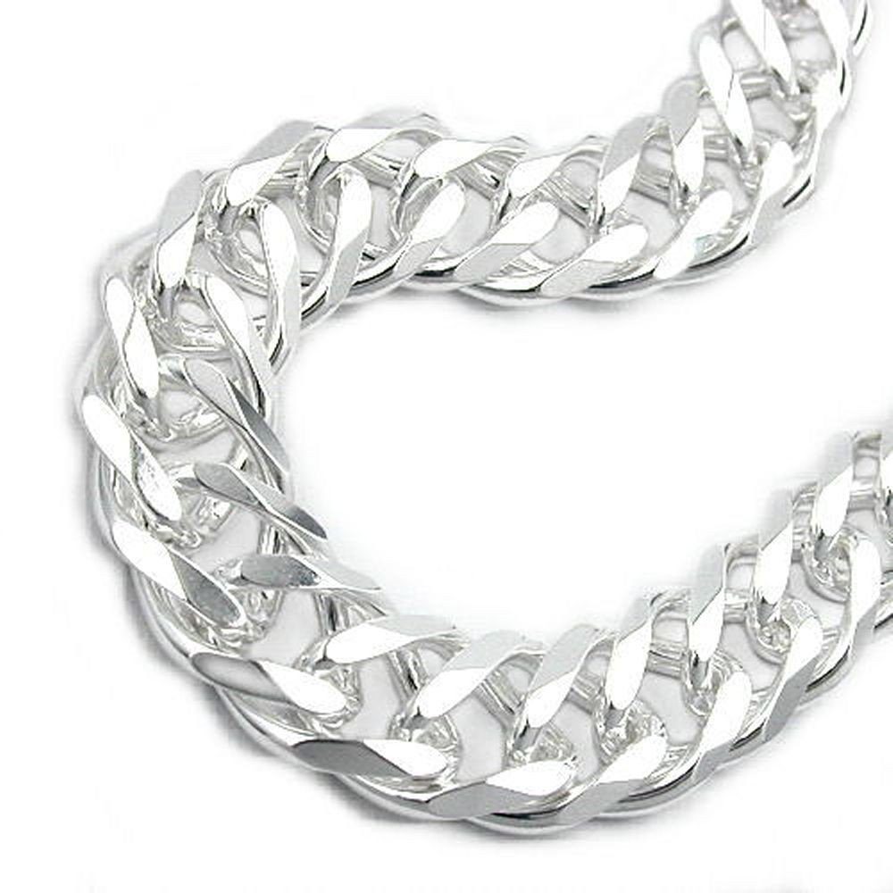 unbespielt Gliederarmband Armband 11 x 3,5 mm Zwillingspanzer 925 Silber 21 cm kl. Schmuckbox, Silberschmuck für Damen und Herren