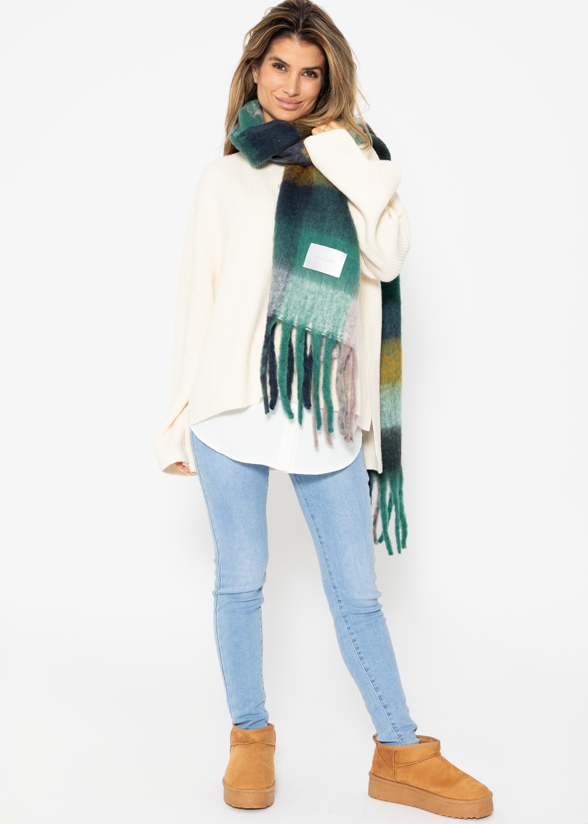 SASSYCLASSY Rollkragenpullover Turtleneck Pullover Damen aus weichem Grobstrick Feminin-warmer Rollkragenpullover Offwhite Taupe Blau