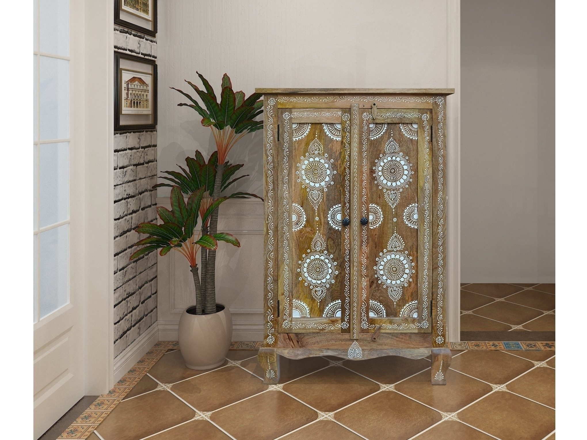 freiraum Highboard Sharma, in Braun, Mangoholz - 80x120x40cm (BxHxT)