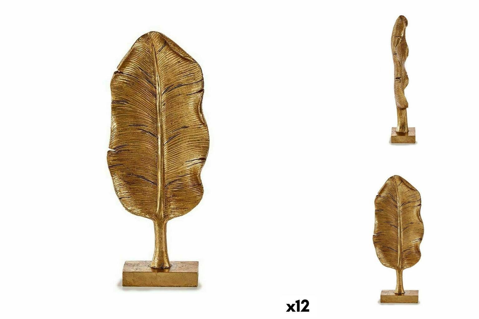 Gift Decor Dekoobjekt Deko-Figur Pflanzenblatt Gold 6,5 x 33,3 x 10 cm 12 Stück
