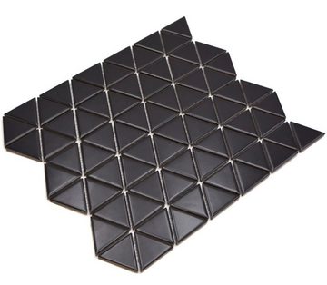 Mosani Mosaikfliesen Keramik Mosaikfliese Dreieck Diamant uni schwarz matt