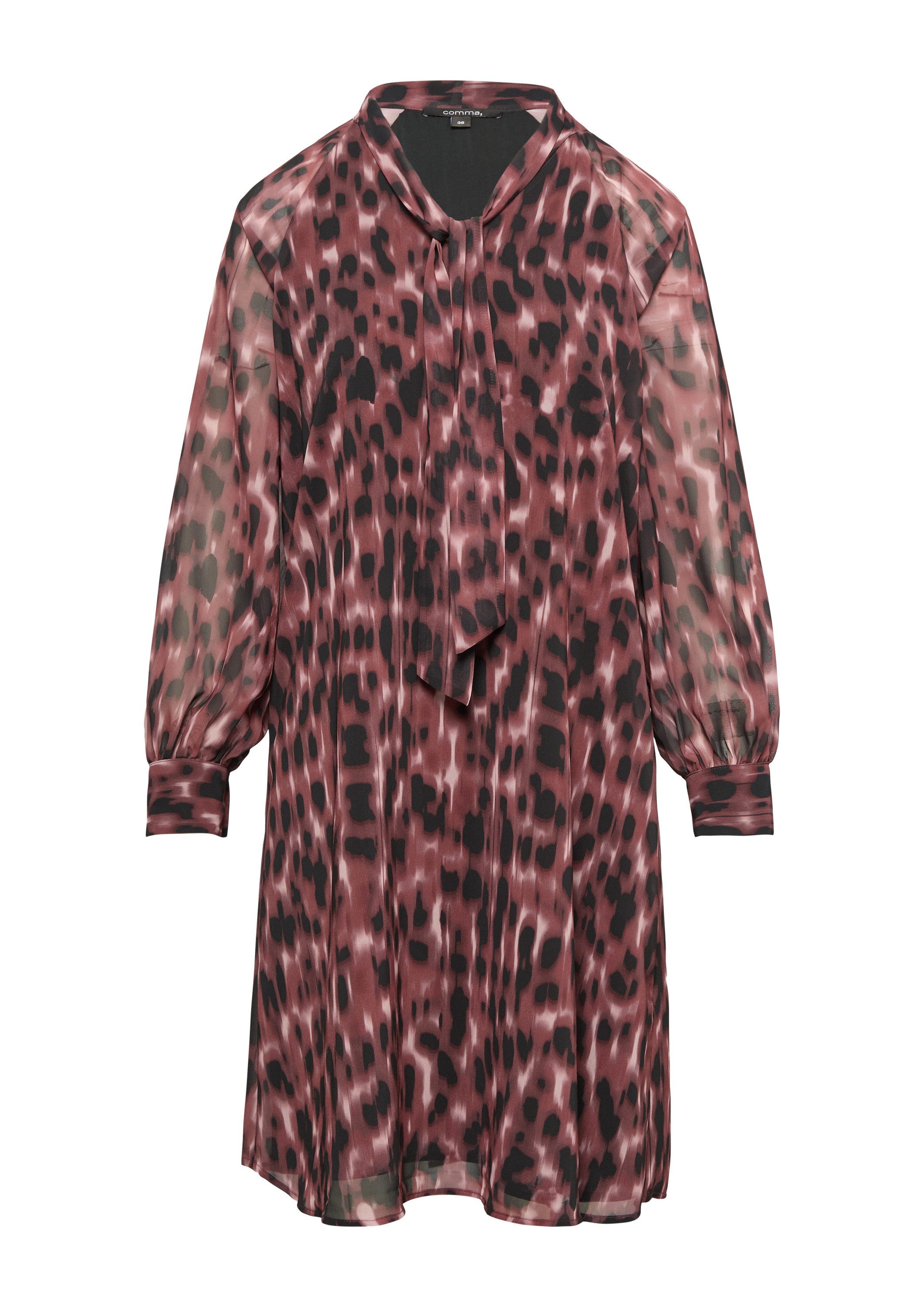 comma Minikleid Kleid Gemustertes Chiffonkleid mit Schluppe günstig online kaufen