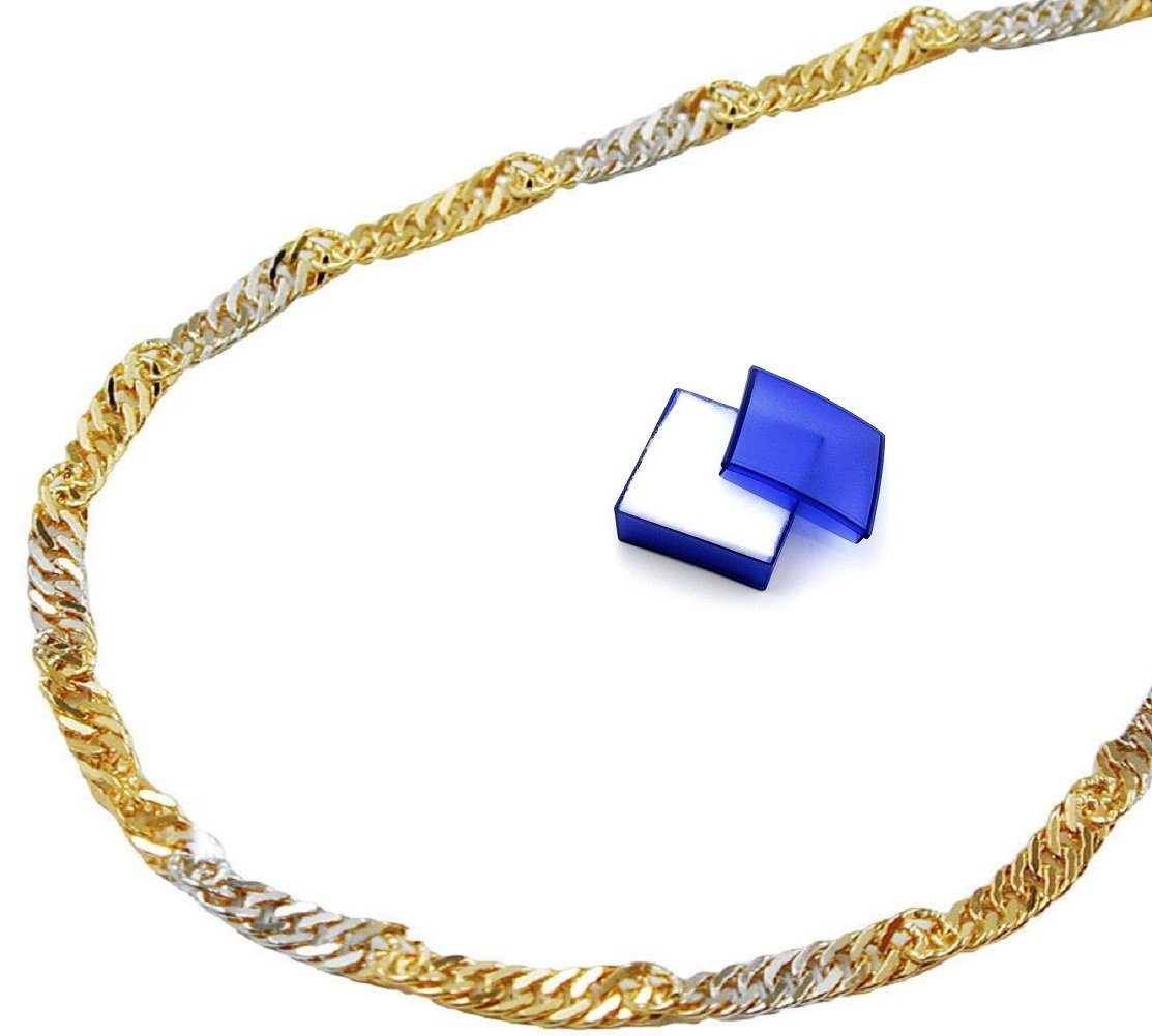 Goldkette Kette 1,8 mm Singapurkette Bicolor 375 Gold 45 cm kl. Schmuckbox