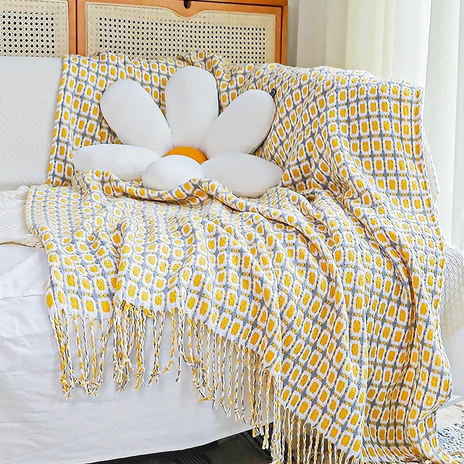 Wohndecke Thousand Bird Check Fransendecke aus Wolle Kleine Decke, HEYHIPPO günstig online kaufen