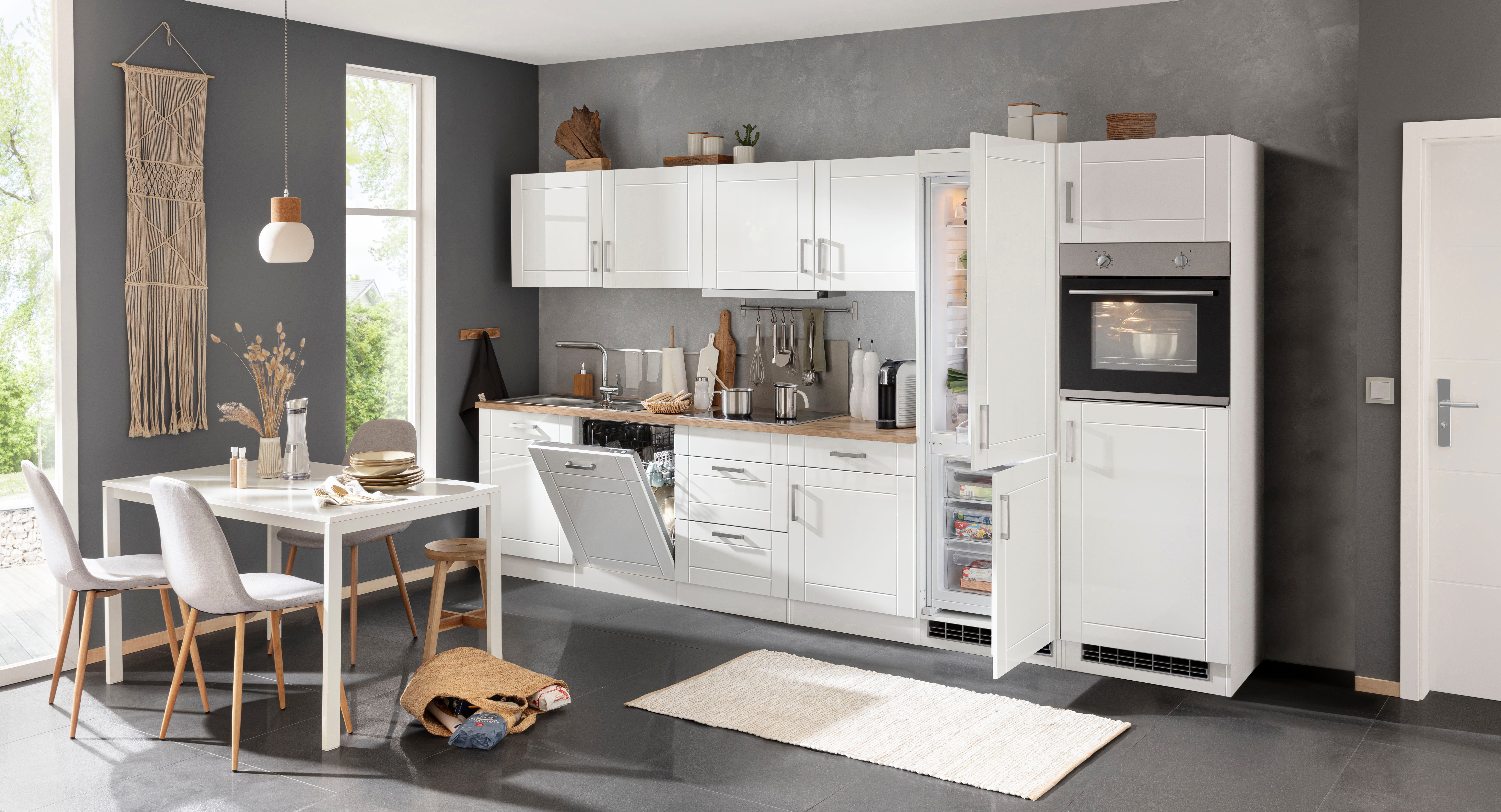 HELD MÖBEL Küchenzeile Tinnum, mit E-Geräten, Breite 360 cm, Hochwertige MDF -Fronten mit Rahmenoptik
