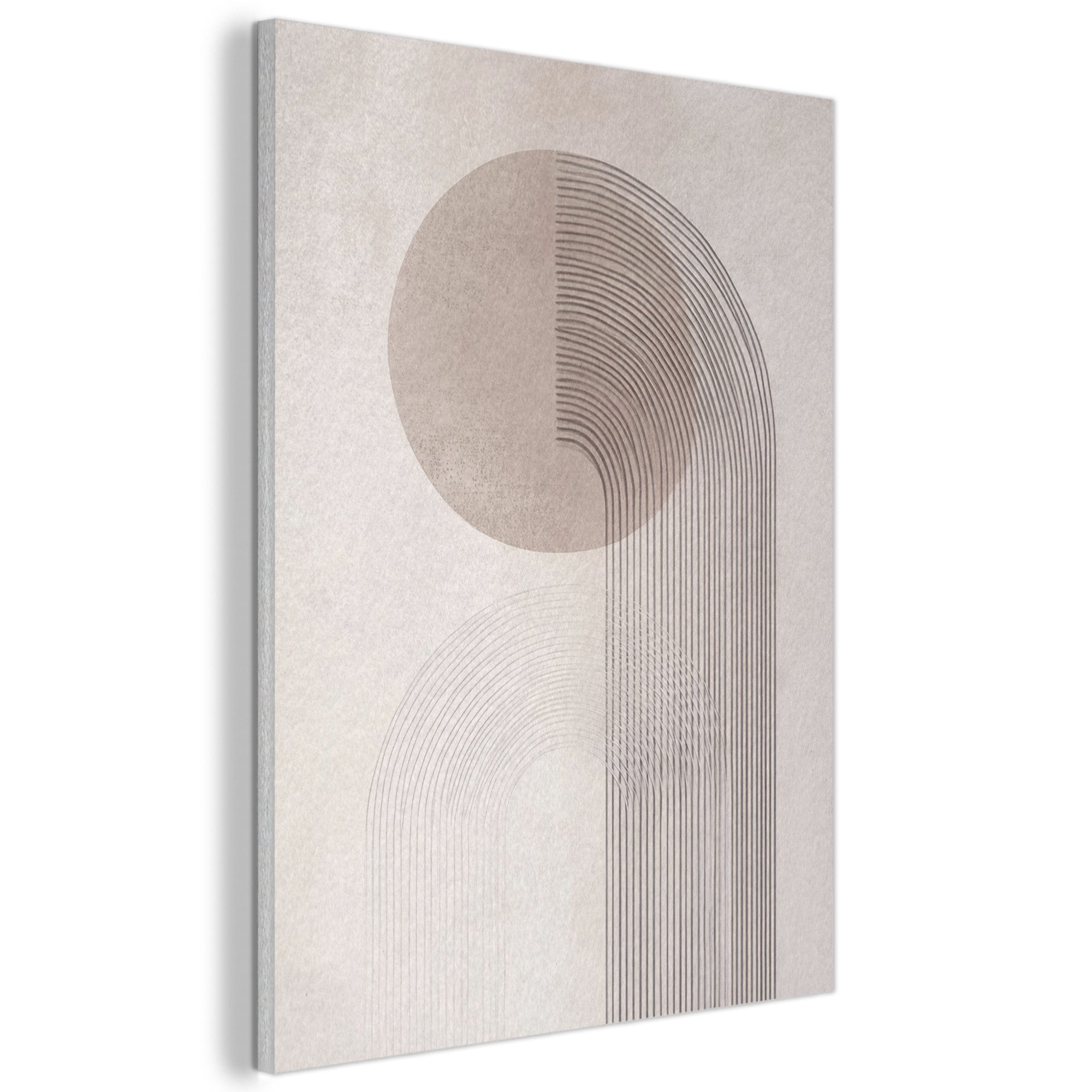 MuchoWow Gemälde Minimalistisch - Kreis - Hellgrau, Fotodruck (1 St), Akust günstig online kaufen