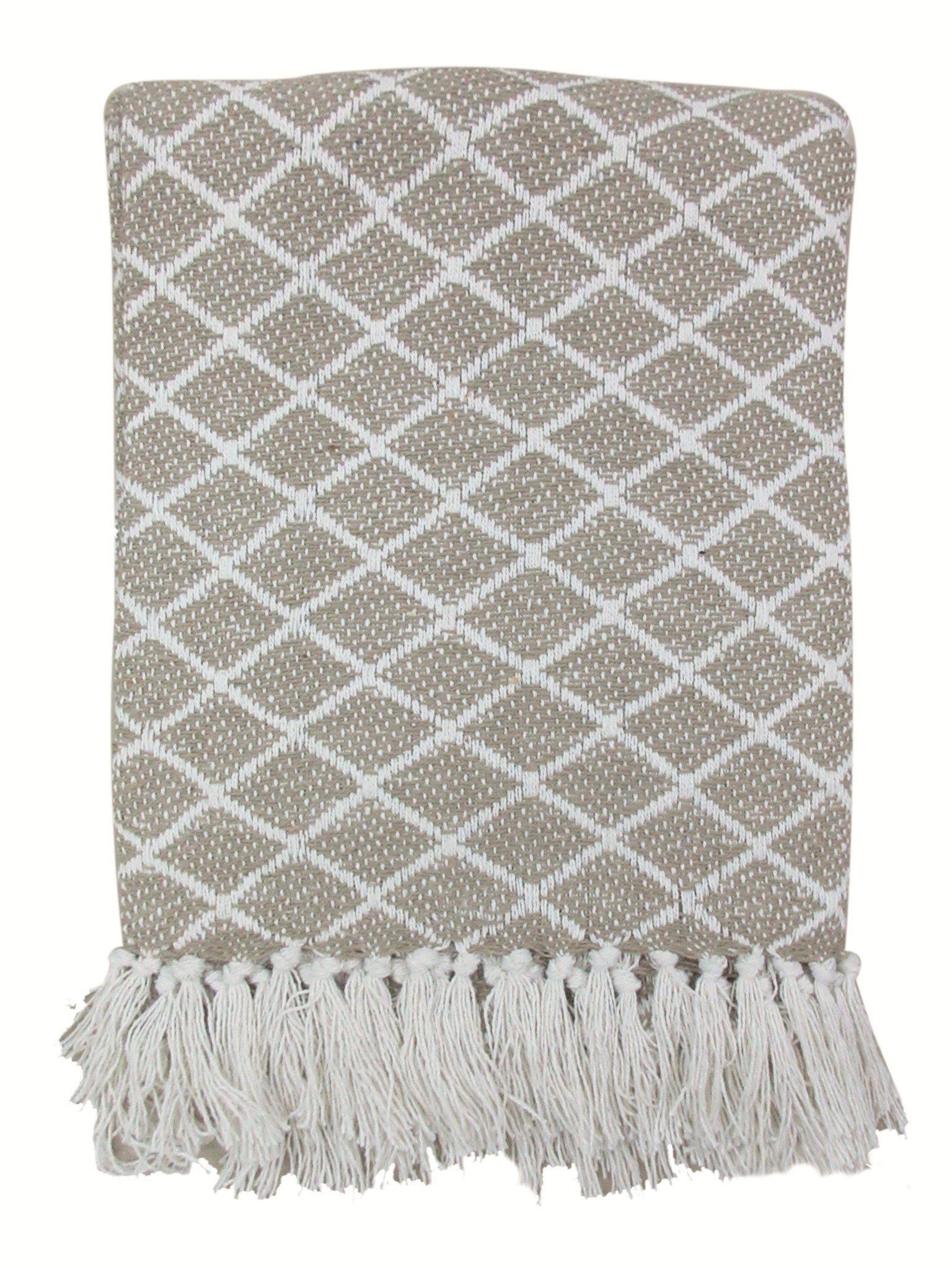 Wohndecke Wohndecke gemustert beige weiß Plaid Sofadecke Boho Tagesdecke, Cosy Home Ideas, auch als Strandtuch oder Tagesdecke geeignet