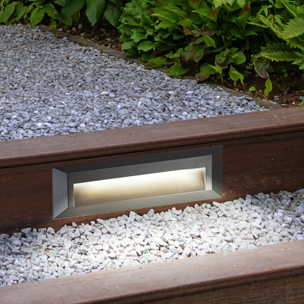 Searchlight LED Einbaustrahler, LED-Leuchtmittel fest verbaut, Neutralweiß, LED Außen Stufen Lampe Wand Leuchte grau Garten Treppen Beleuchtung