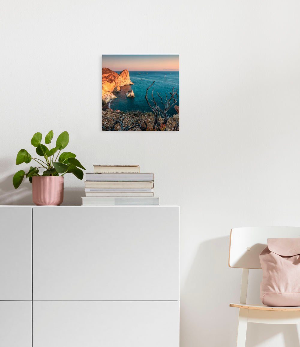 Komar Leinwandbild Steep Cove - Größe 30 x 30 cm, Baum, Berge, Blumen, Blätter, Foto, Jahreszeiten, Landschaft, Meer, Natur, Palmen, Strand (Packung, 1 St), Keilrahmenbild mi Echtholzrahmen
