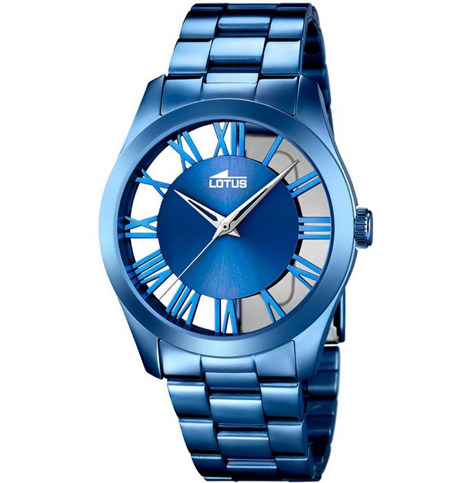 Lotus Quarzuhr Lotus Damen Uhr Fashion L18252/1 (Armbanduhr) Damen Armbanduhr rund Edelstahlarmband blau