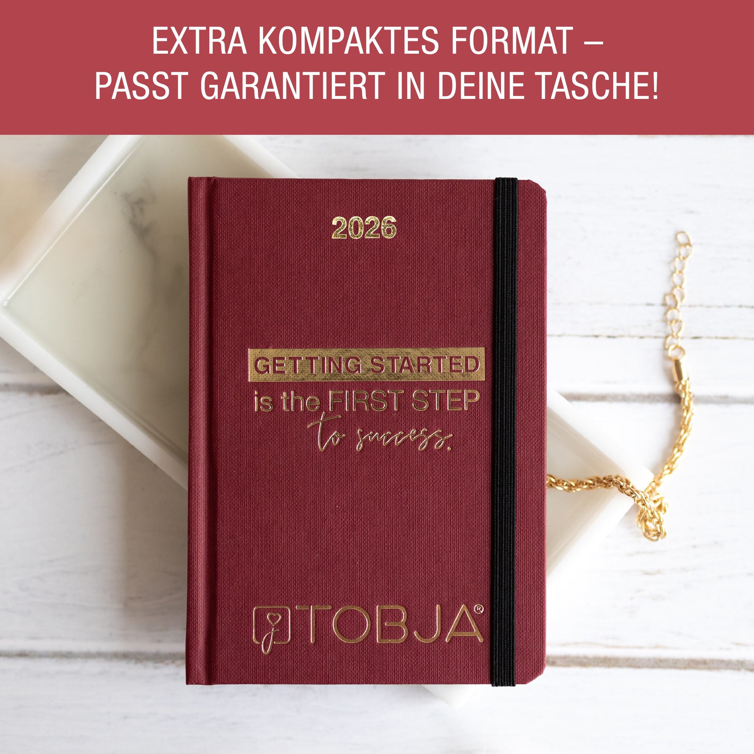 TOBJA Taschenkalender A6 Taschenkalender 2026 Rot, Hardcover, Taschenkalender 2026 klein, Kalender 2026 A6