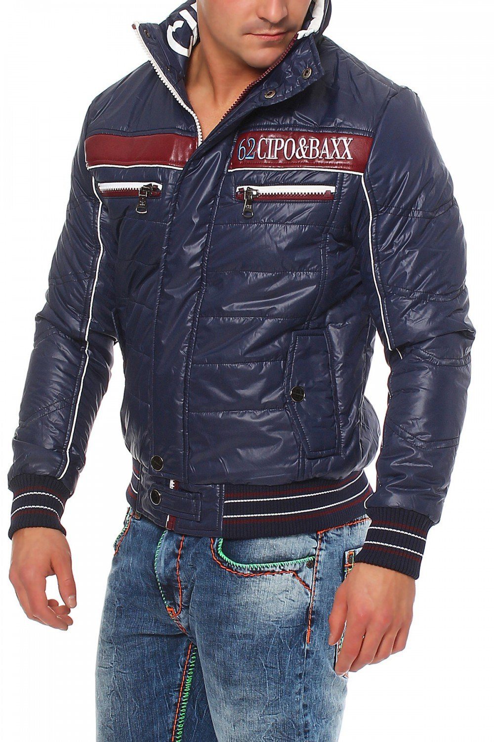 Cipo & Baxx heren winterjas met capuchon bontkraag parka