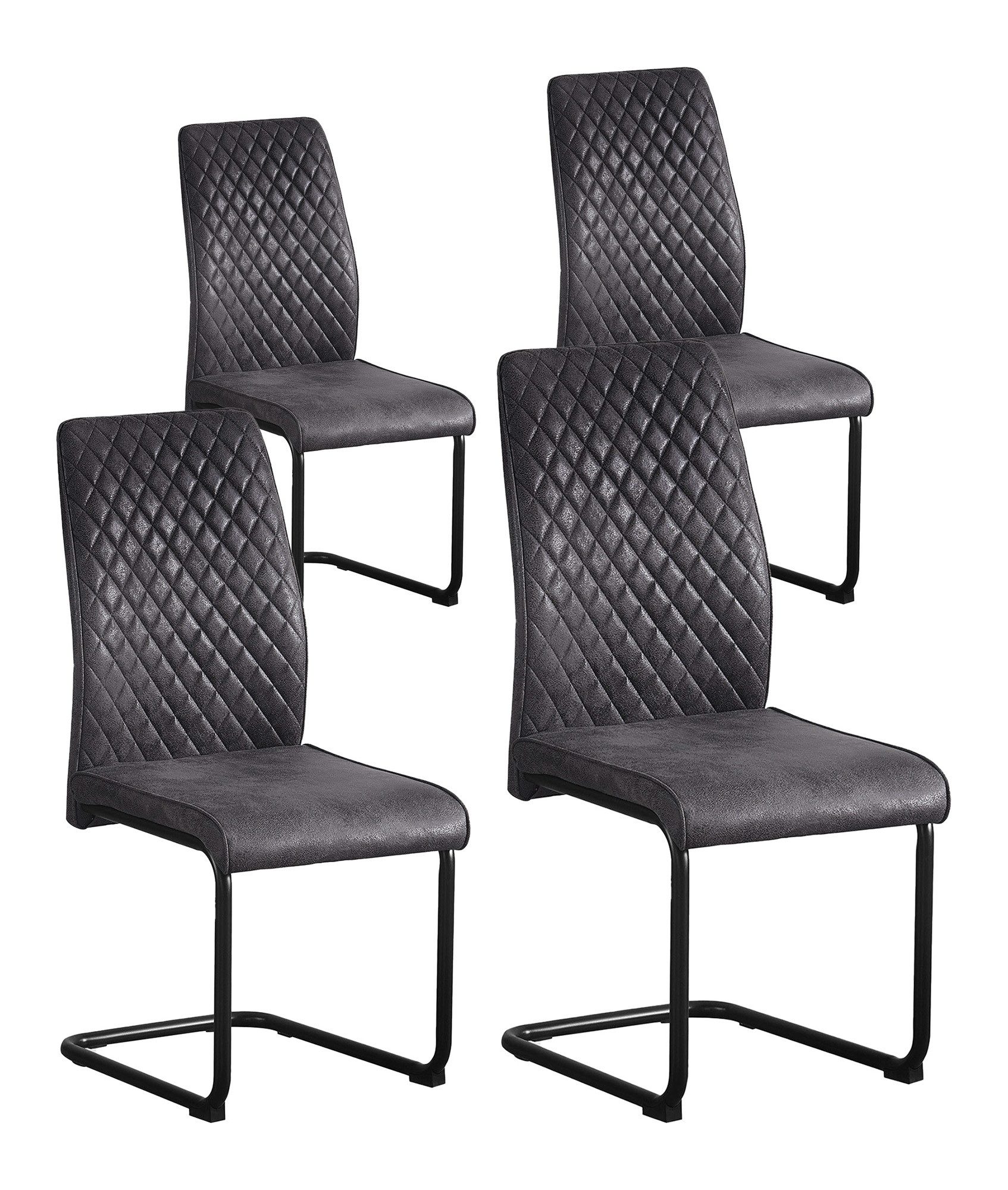B&D home Freischwinger THEO (Set, 4 St), Schwingstuhl Set, hoher Sitzkomfort, 140kg belastbar