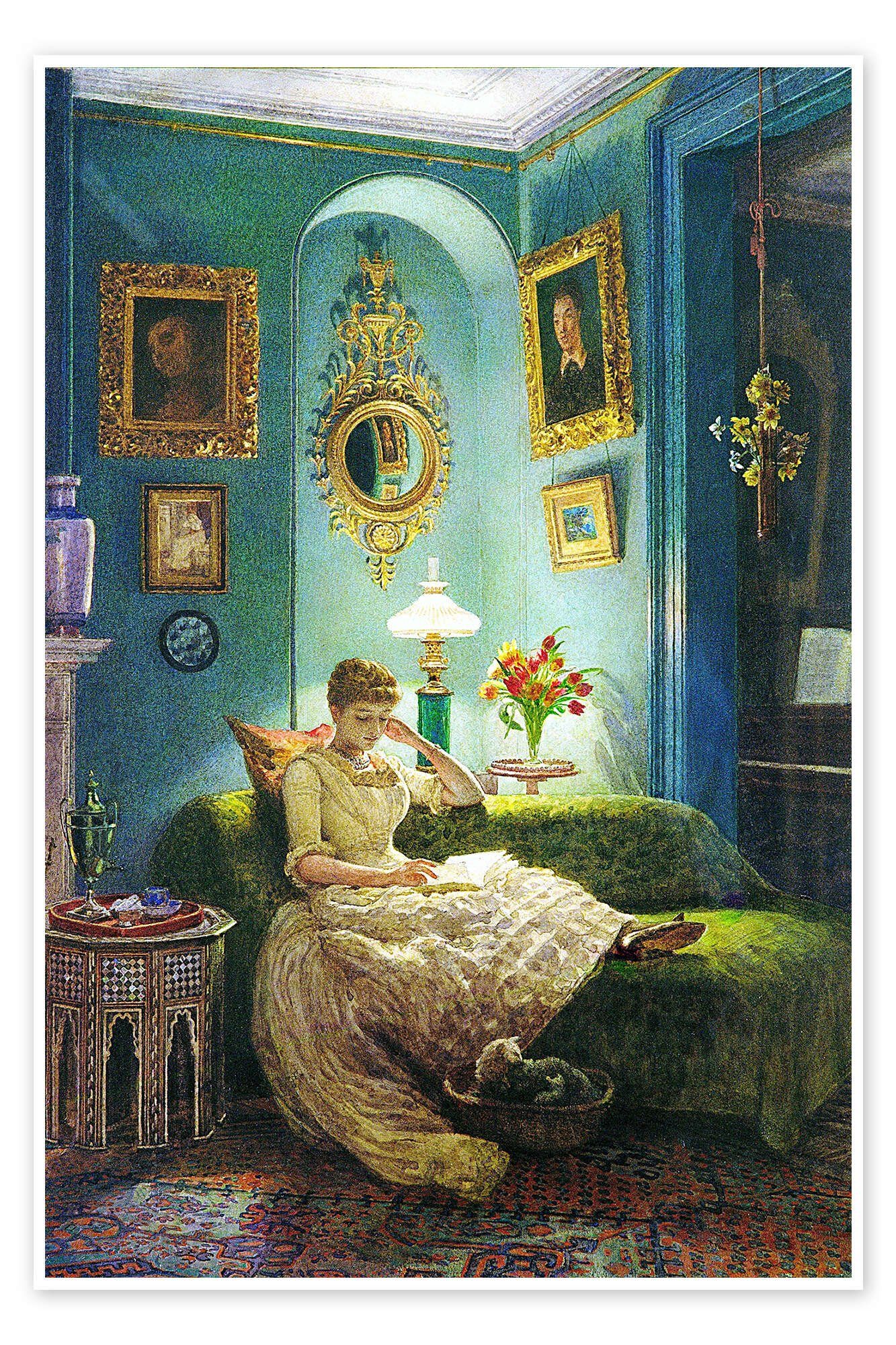 Posterlounge Wandbild Ein Abend zu Hause, Sir Edward John Poynter, erhältlich als Poster, Leinwandbild, Wandsticker oder Acrylglasbild