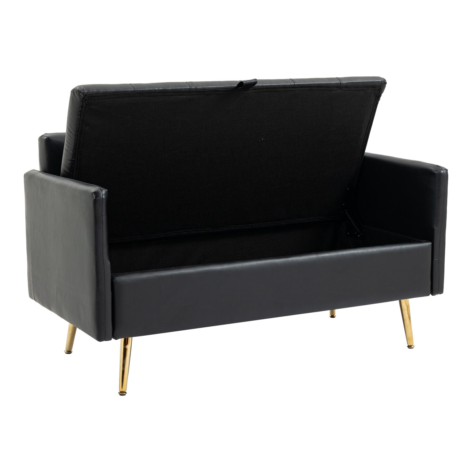 »Sysmä« gepolstert Sofa, Metallfüße en.casa 2-Sitzer Schwarz