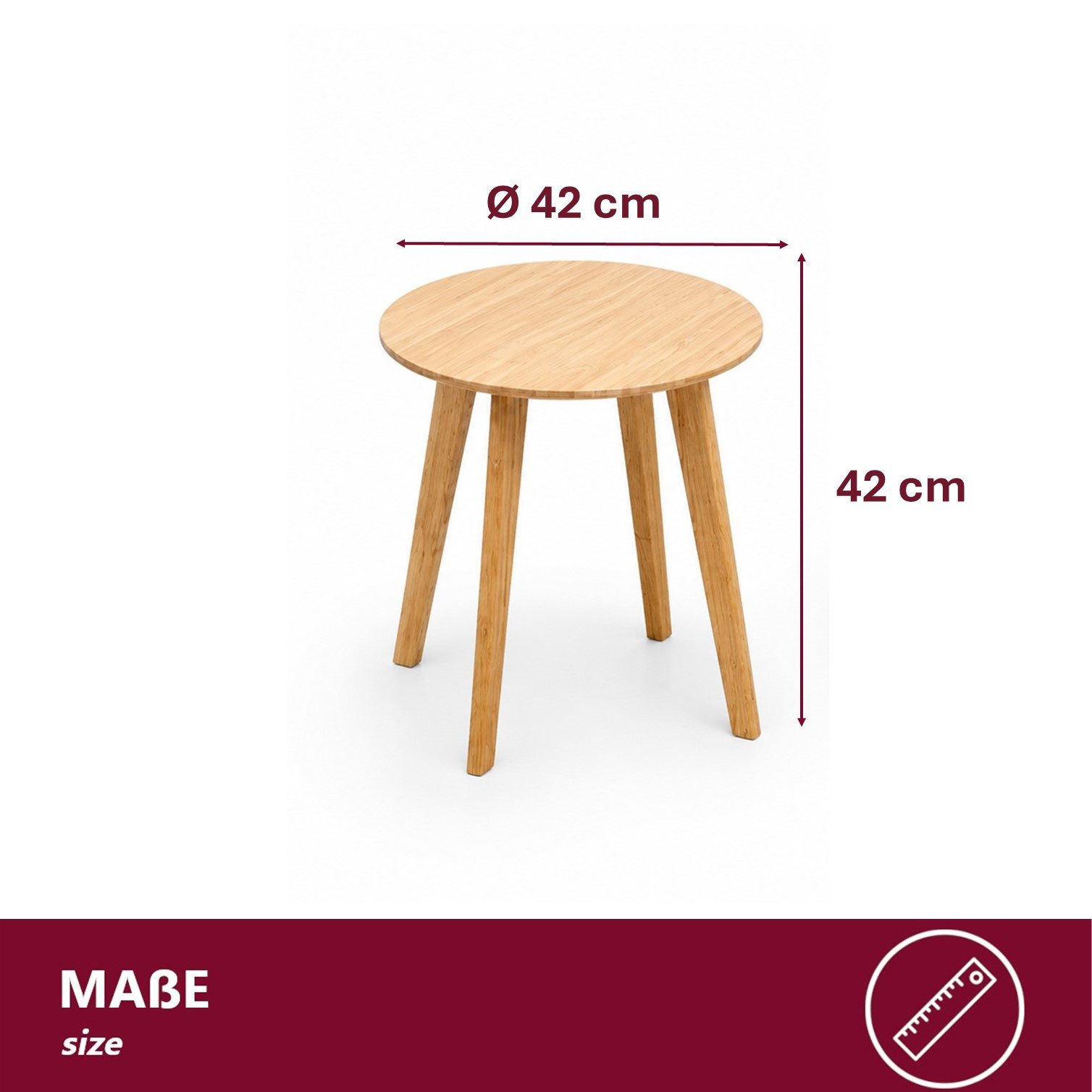 HOOZ Beistelltisch Bambus Sofatisch rund Natur-Design – Couchtisch Set Wohnzimmer Ø 42cm (Einzelteil, 1-St., bestehend aus einem Kaffeetisch), Stilvoller Satztisch aus Bambus für Wohnzimmer und Schlafzimmer