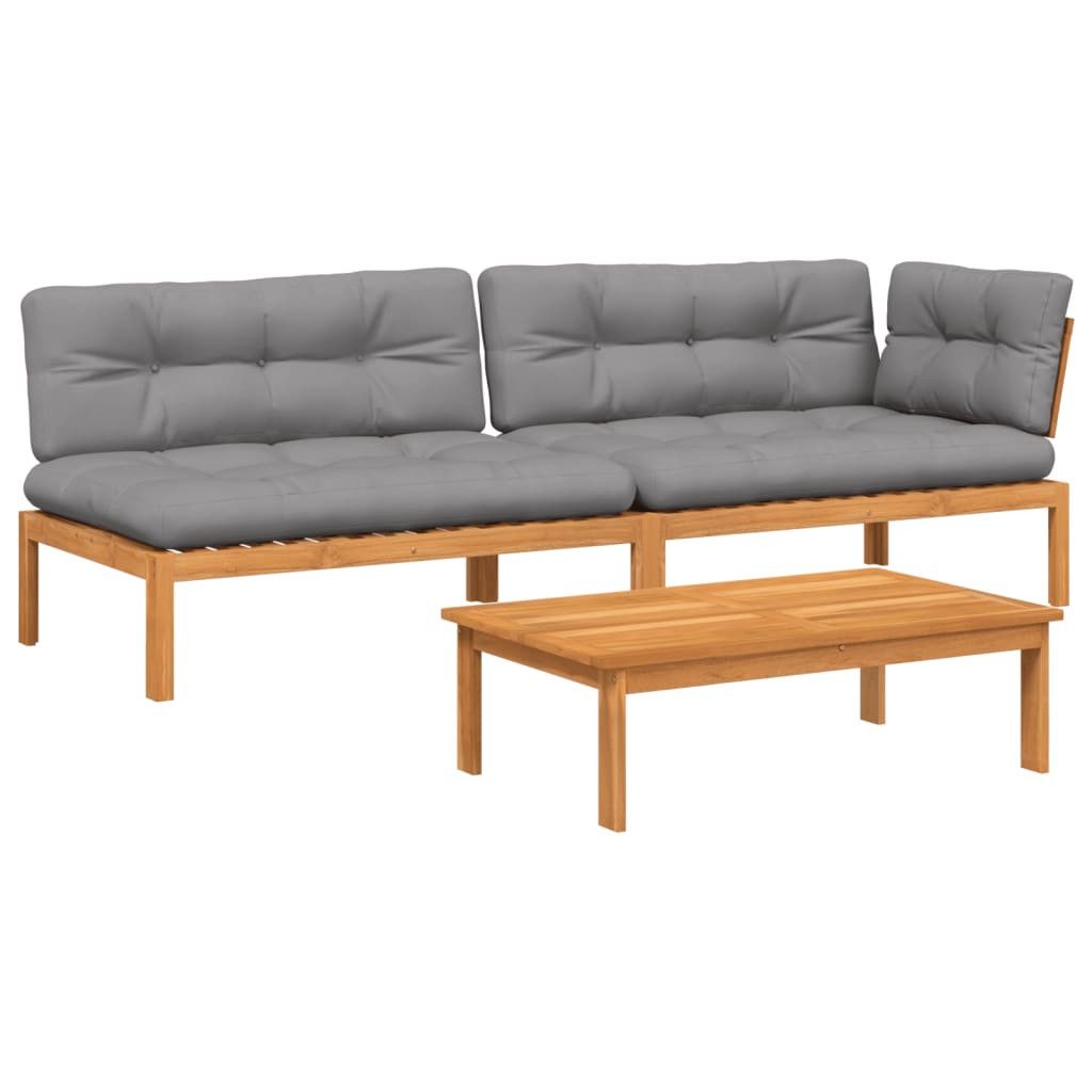 vidaXL Loungesofa 3-tlg. Garten-Sofagarnitur aus Paletten mit Kissen nholz, 1 Teile