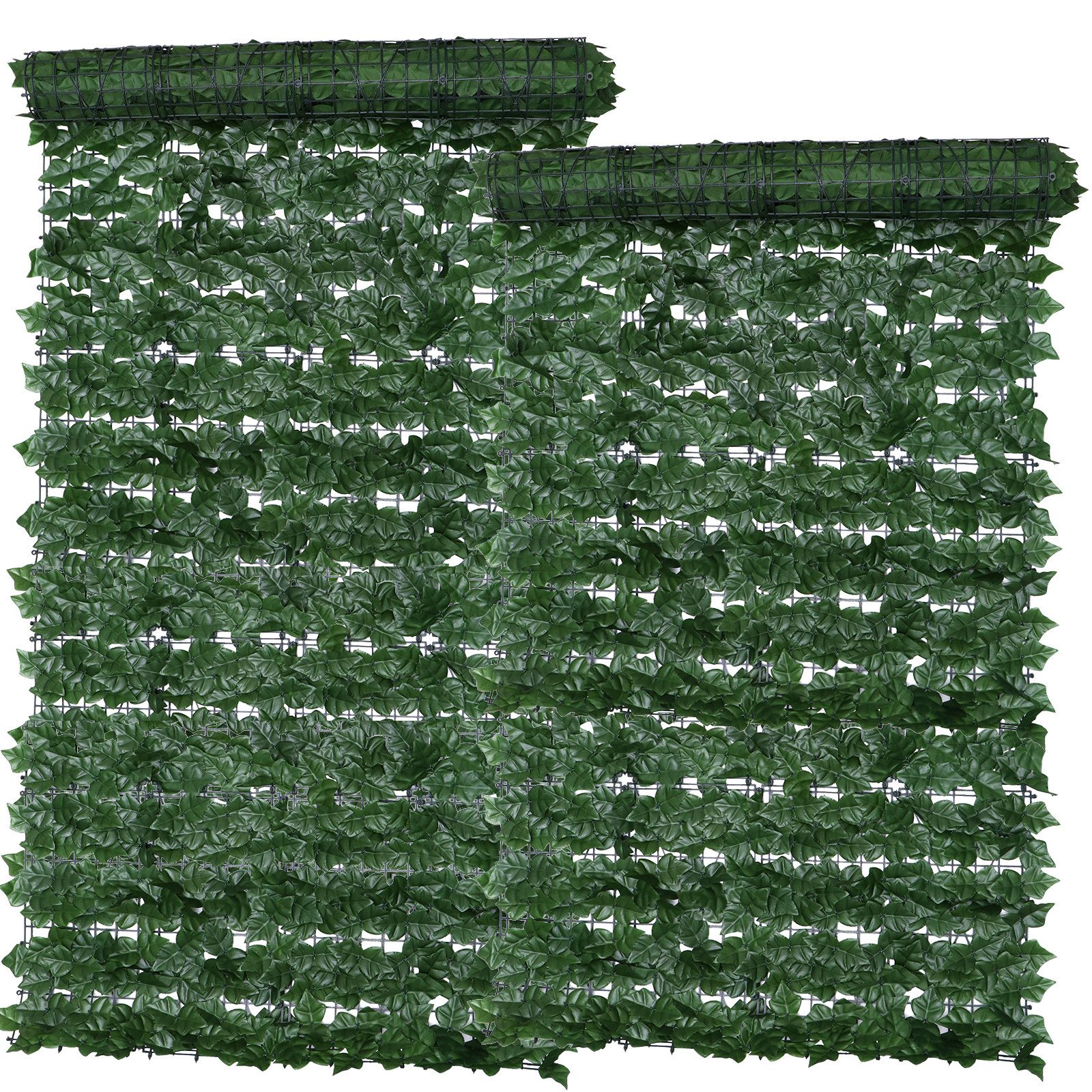 BlingBin Gartenzaun Künstliche Blätter Efeu Hecke Sichtschutz Windschutz Balkonverkleidung, (2 Stück, 2-St., mit 20 Kabelbinder), 0.5X3M