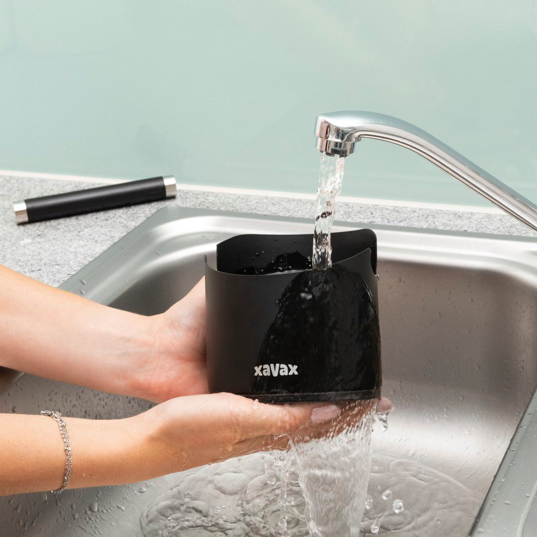 Xavax Auffangbehälter Abklopfbehälter für Kaffeesatz (Behälter geräuscharm, für Siebträger), Edelstahl, (2-tlg), Anti-Rutsch-Beschichtung, schnell sauber ohne A – Bild 5 von 5