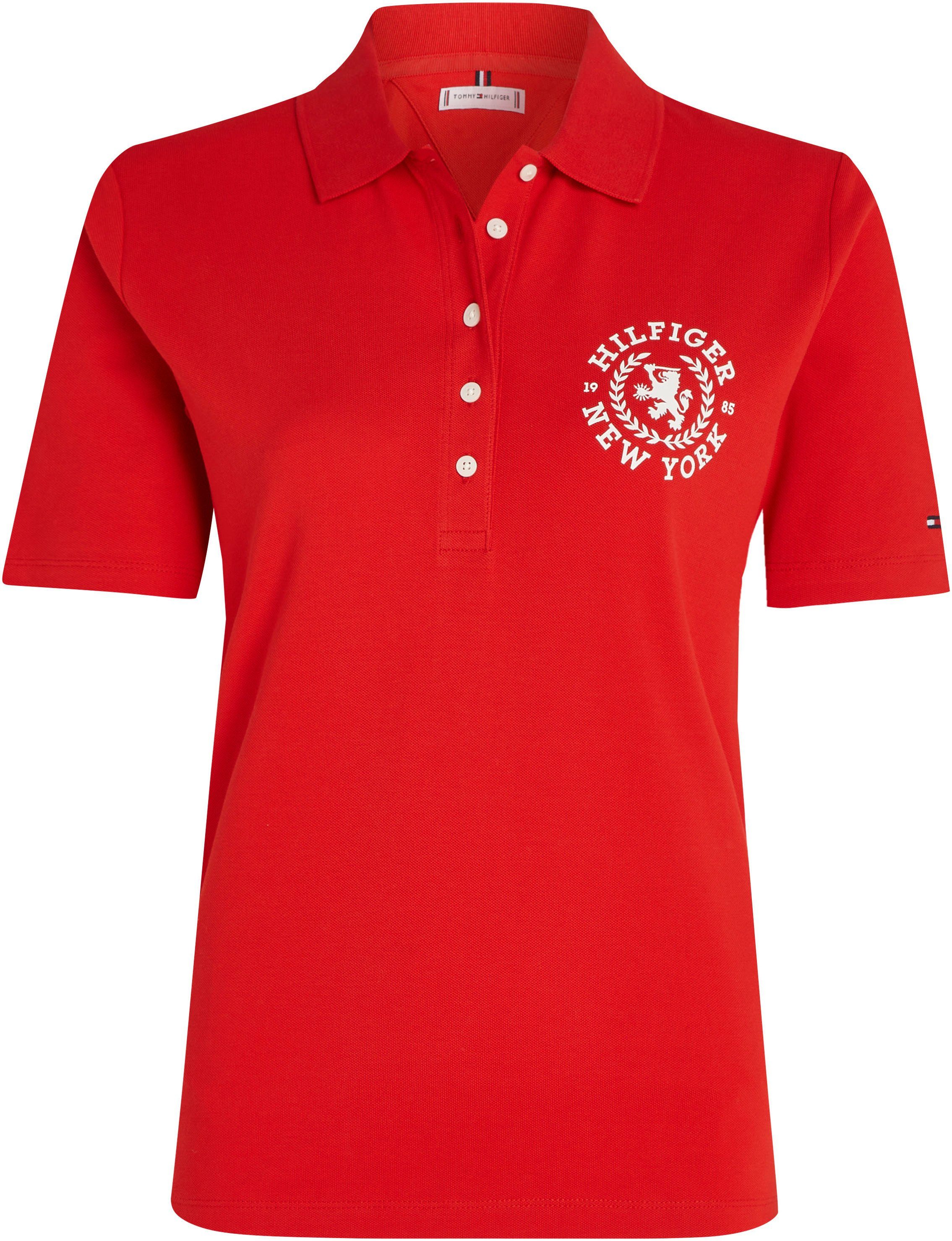 Tommy Hilfiger Poloshirt mit Fierce_Red SS EMB REG CREST Logostickerei POLO