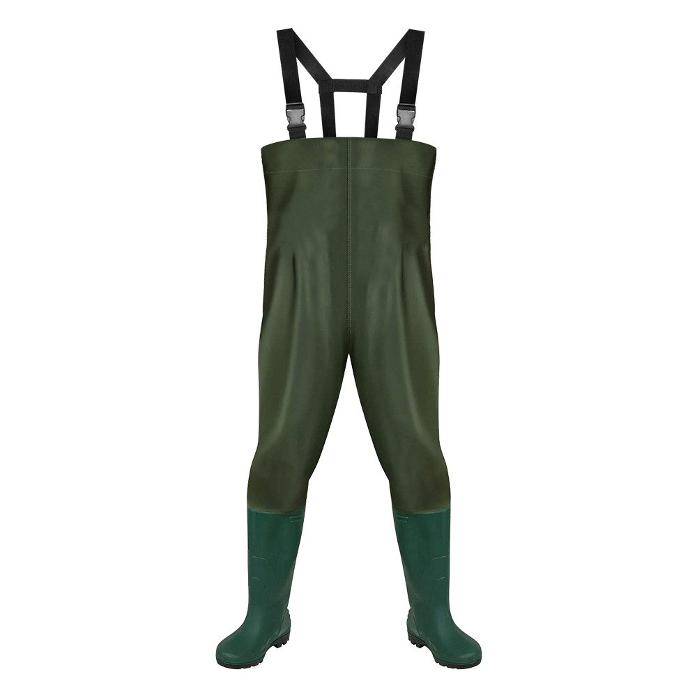 Clanmacy Schutzhose Wathose Anglerhose PVC 70 Denier Nylon mit Gummi Watstiefel (set)
