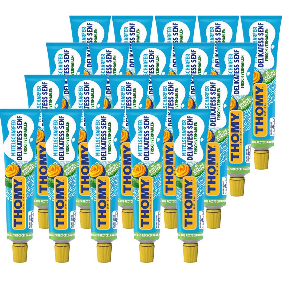 THOMY Saucen, Thomy Delikatess Senf mittelscharf pikant gewürzt Tube 100ml 20er Pack