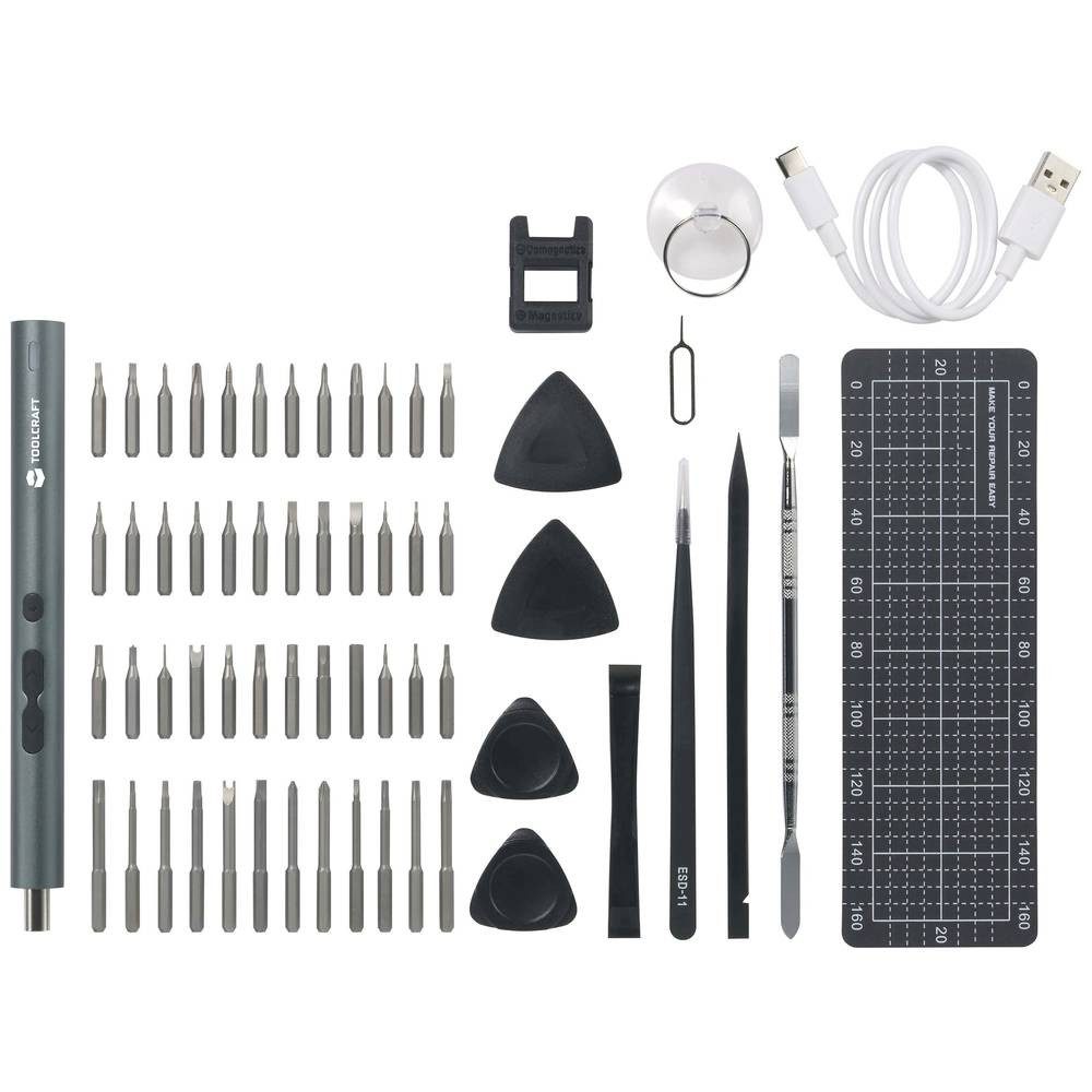 TOOLCRAFT Akku-Schrauber E-Schraubendreher Set 62 Tlg TO-9610278, inkl. Ladekabel, inkl. Aufbewahrungsbox