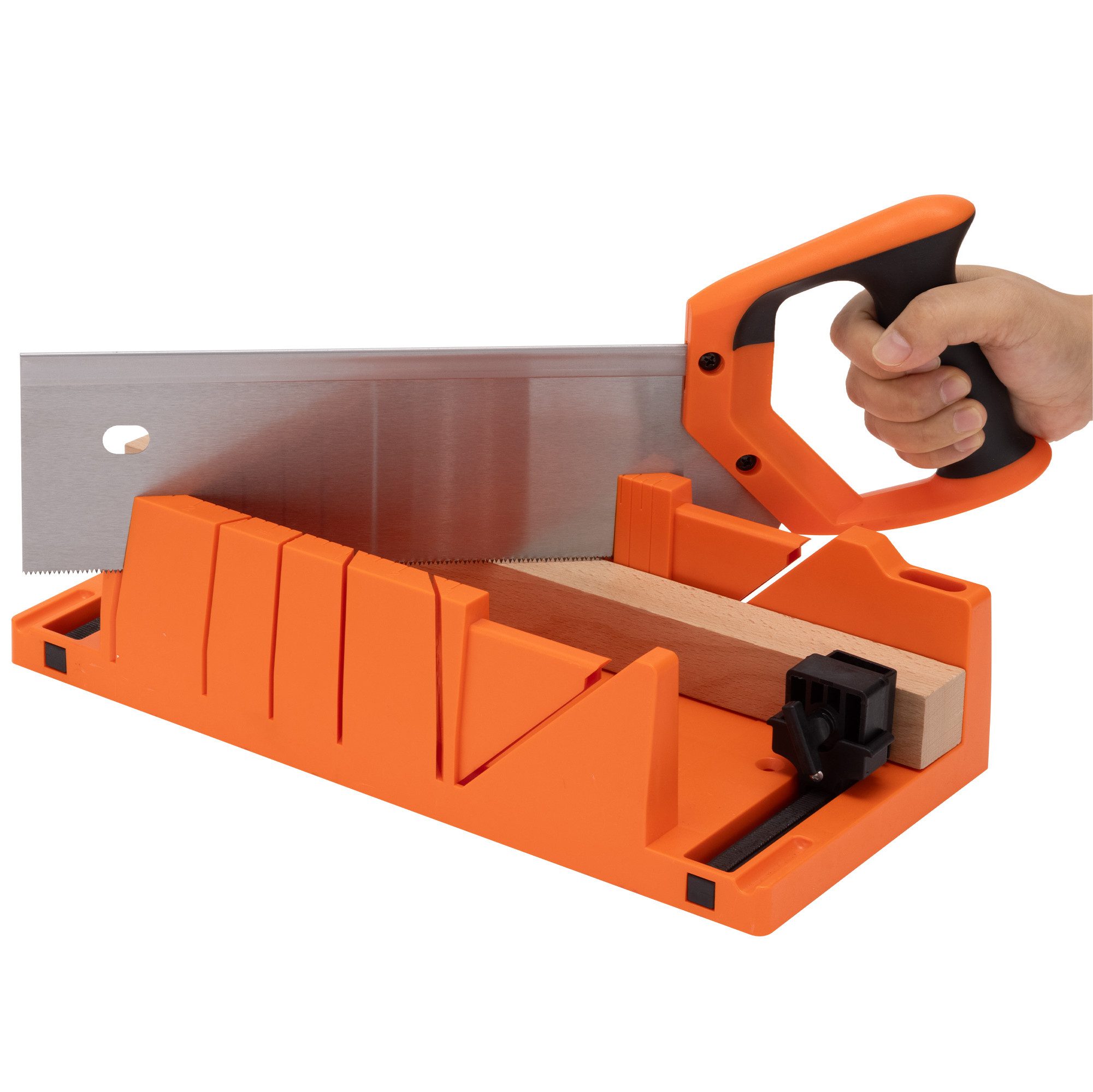 Navaris Bügelsäge Gehrungslade mit 2 Klemmen und Handsäge - Set aus Schneidlade & Säge (1-St)
