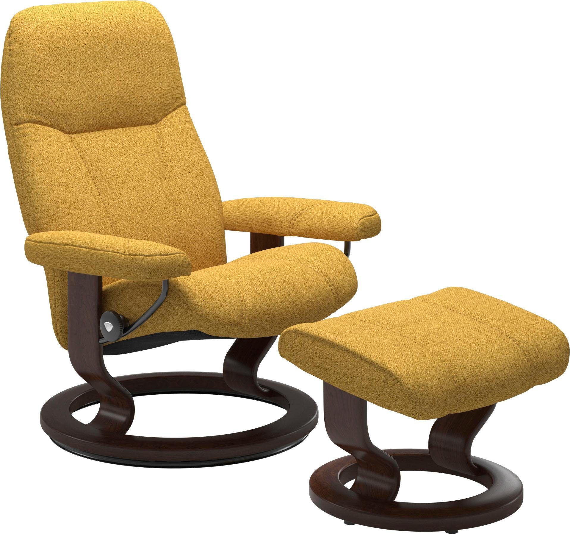 Stressless® Relaxsessel Consul M, Relaxsessel mit mit mit (Set, Braun Base, Gestell Classic Hocker), Hocker, Größe