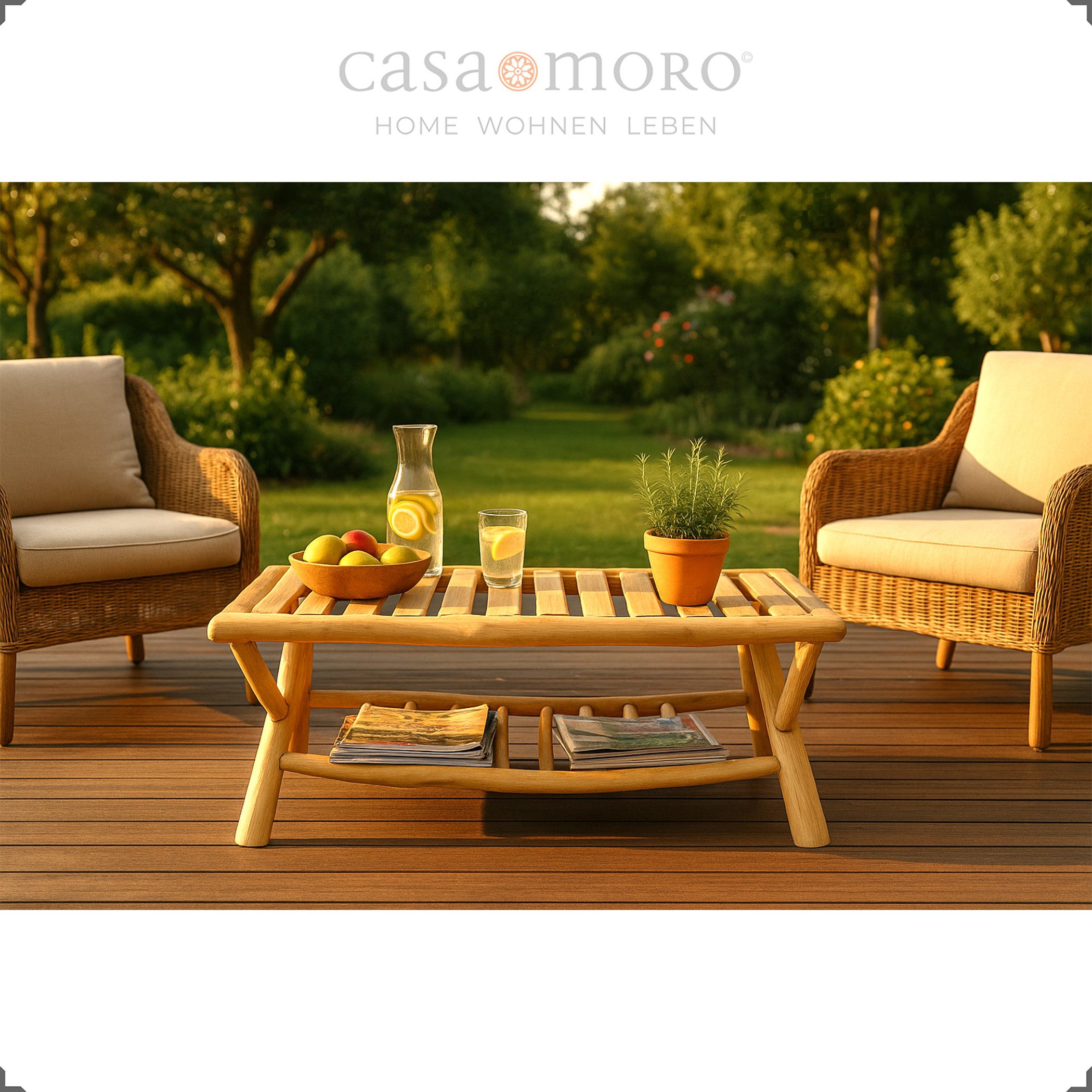 Casa Moro Couchtisch Holz Natur 120x60 cm Teak Sofatisch Gartentisch Tisch, aus massiven Teakholz-Ästen, Jeder Tisch ein Unikat