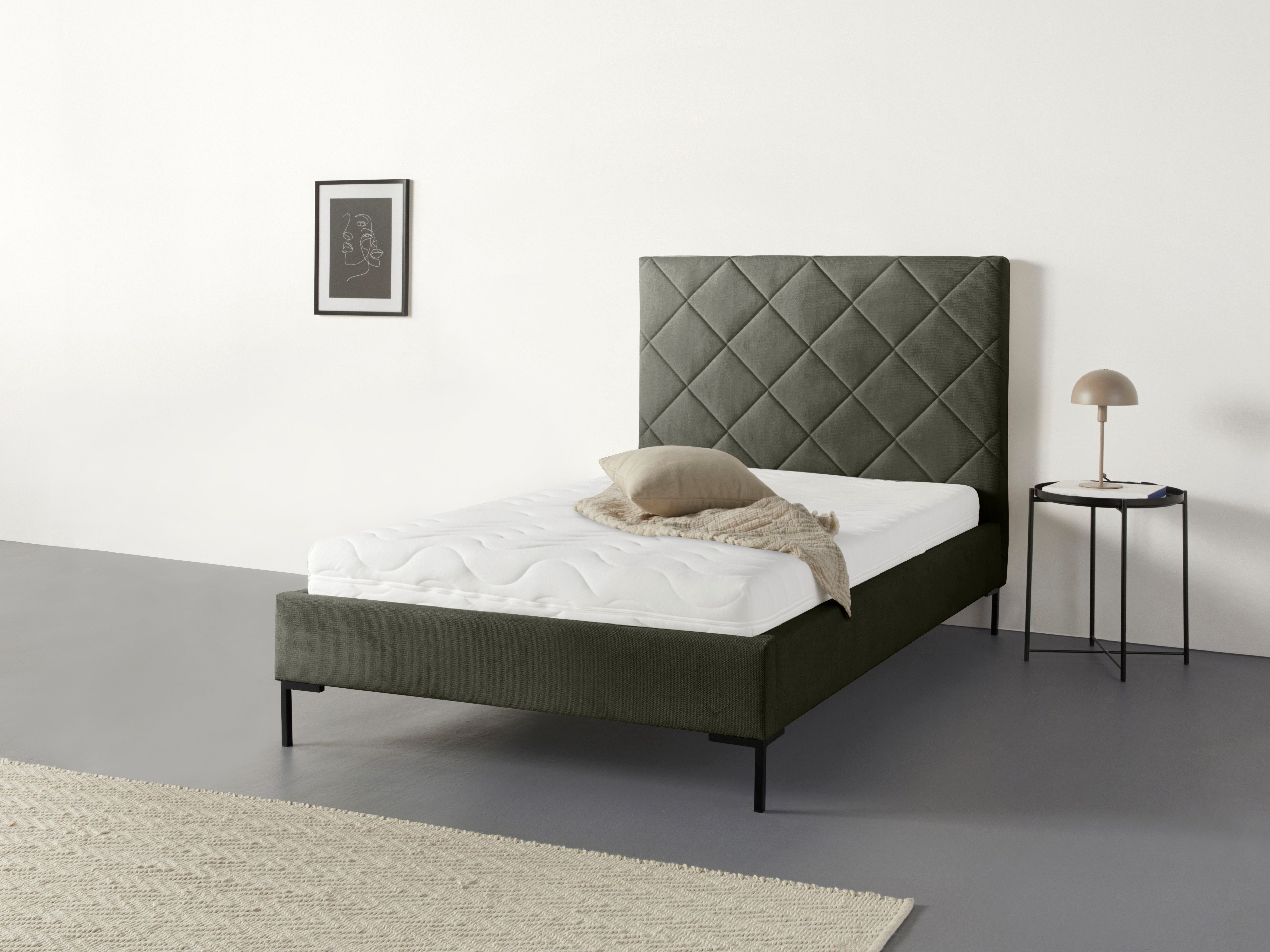 Home affaire Polsterbett Charlott, Modernes Polsterbett mit oder ohne Lattenrost